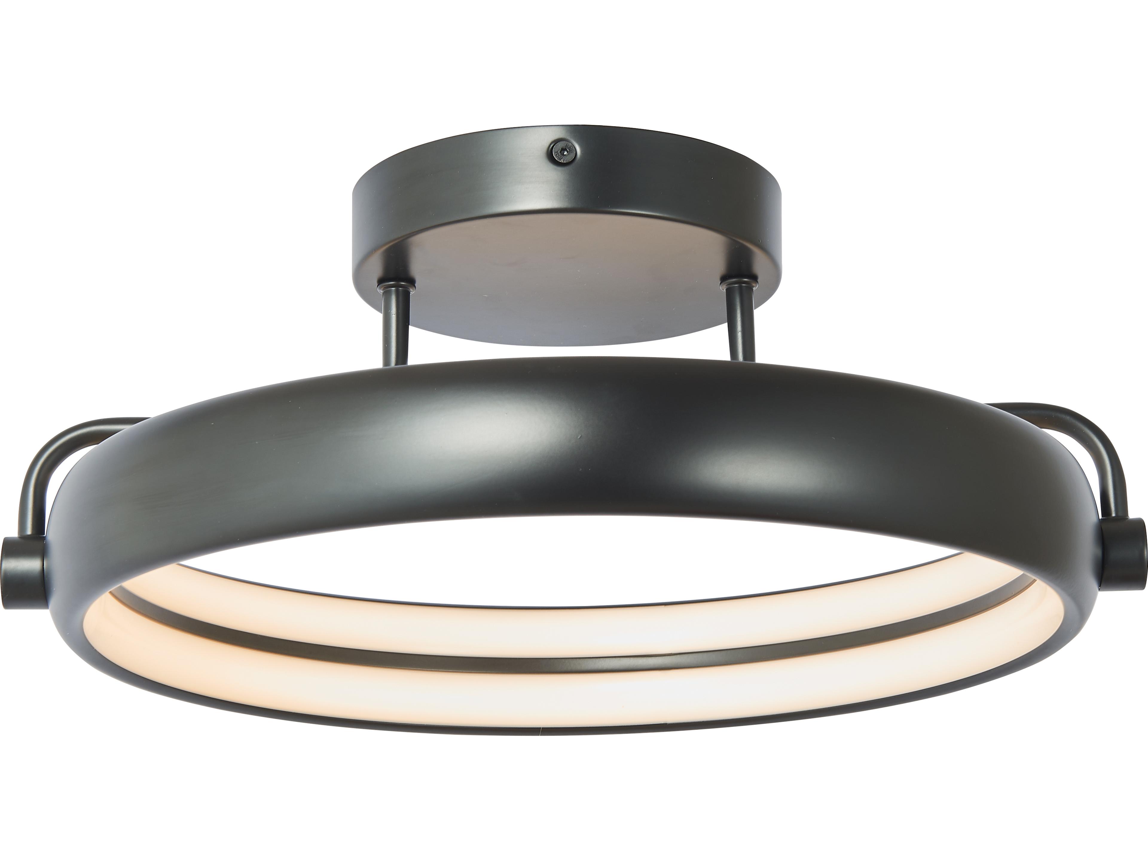 Abra Rave 1-Light Matte Black Round Semi Flush Mount