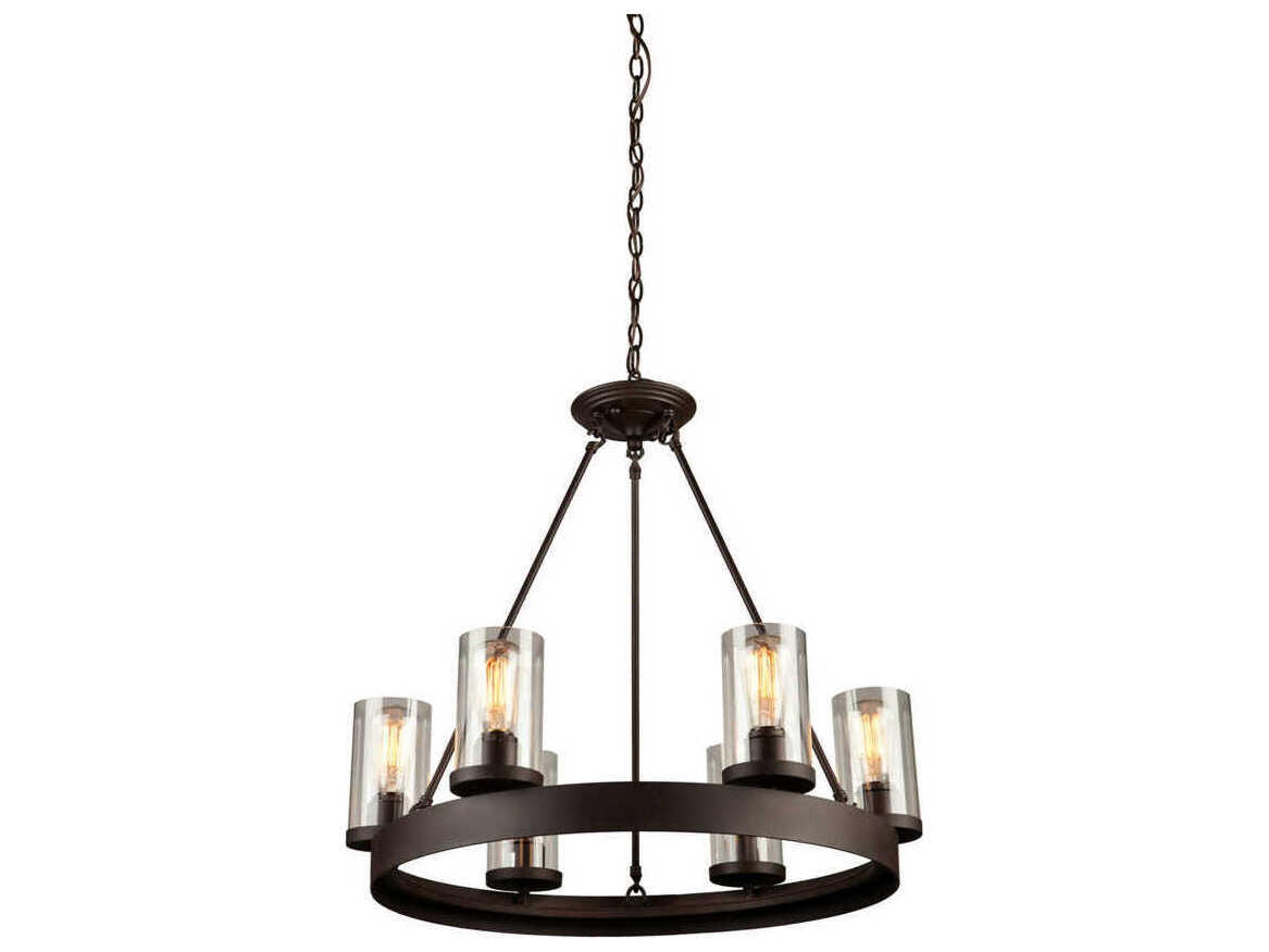 Artcraft Melno Park 6-Light Oil Rubbed Bronze Glass Cylinder Chandelier