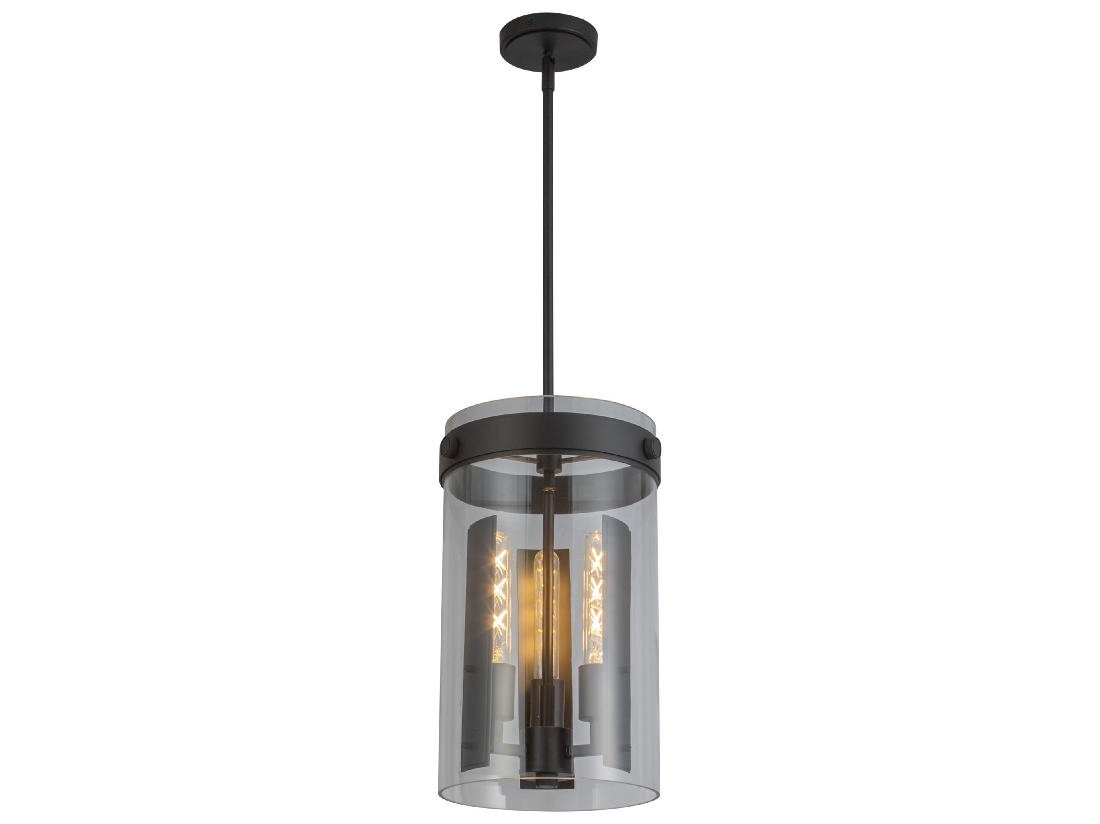 Artcraft Dahlia 3-Light Black Cylinder Mini Pendant
