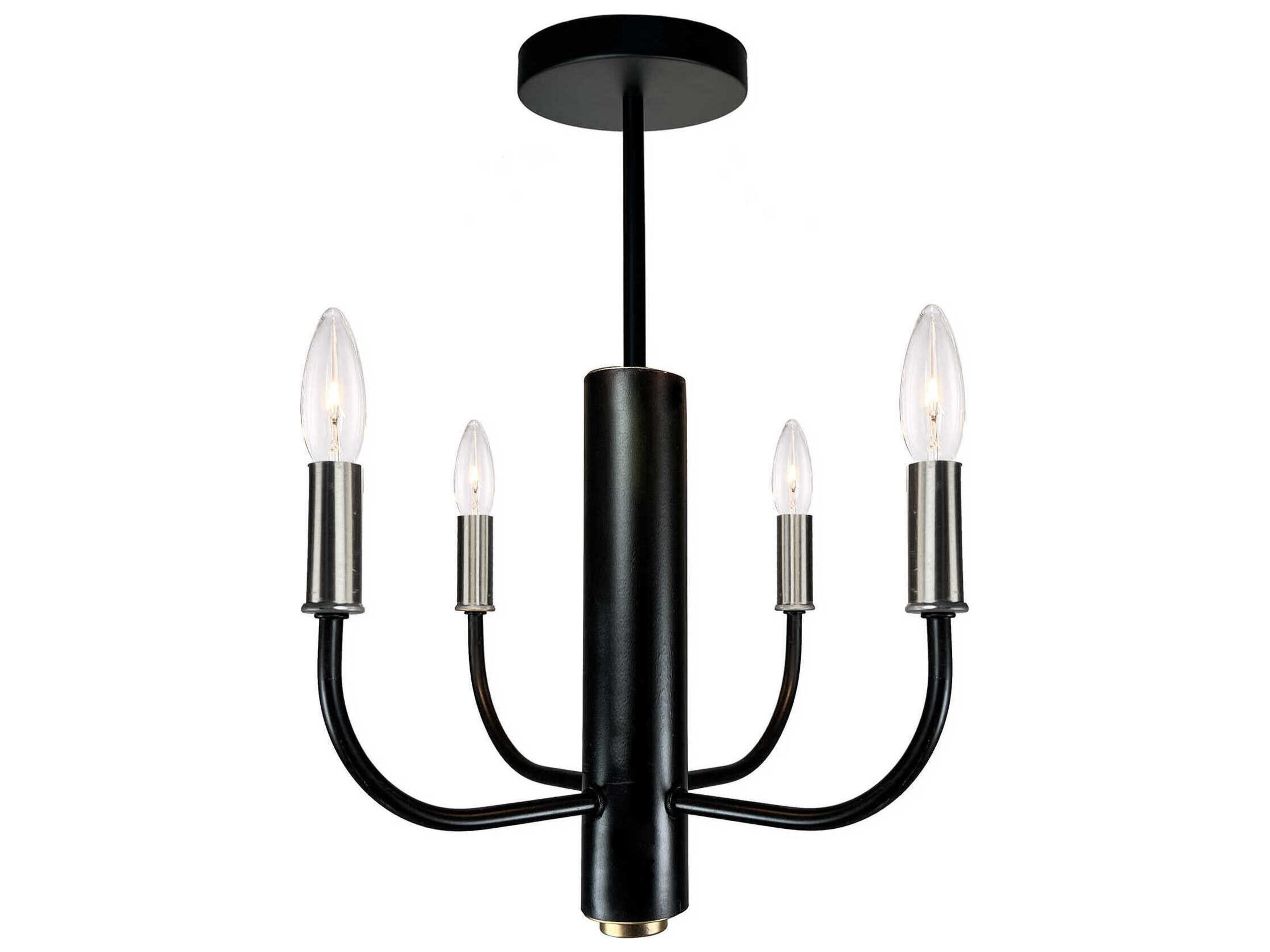 Artcraft Avalon 4-Light Brushed Nickel Black Semi Flush Mount
