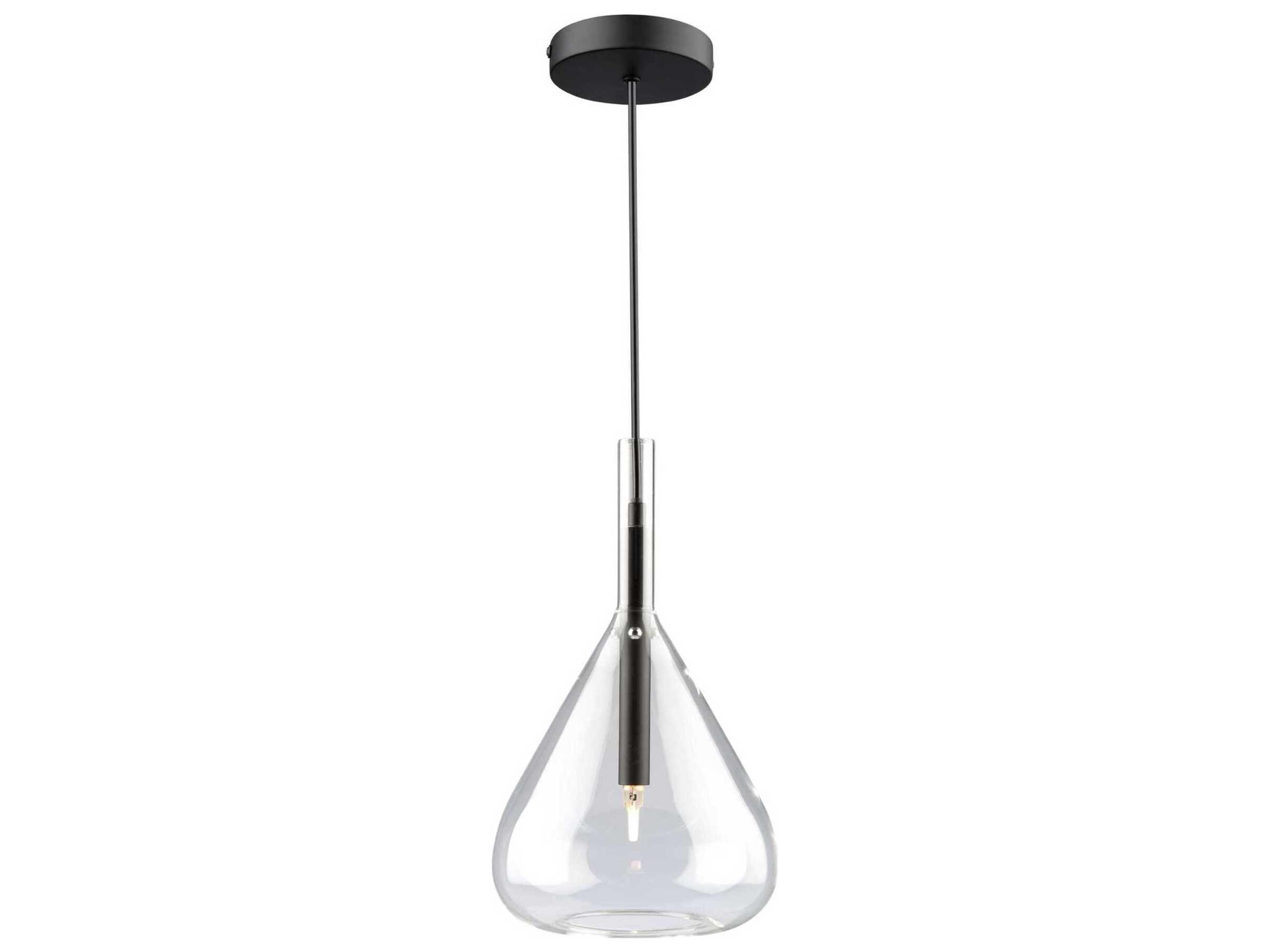 Artcraft Conic 1-Light Black Glass Mini Pendant