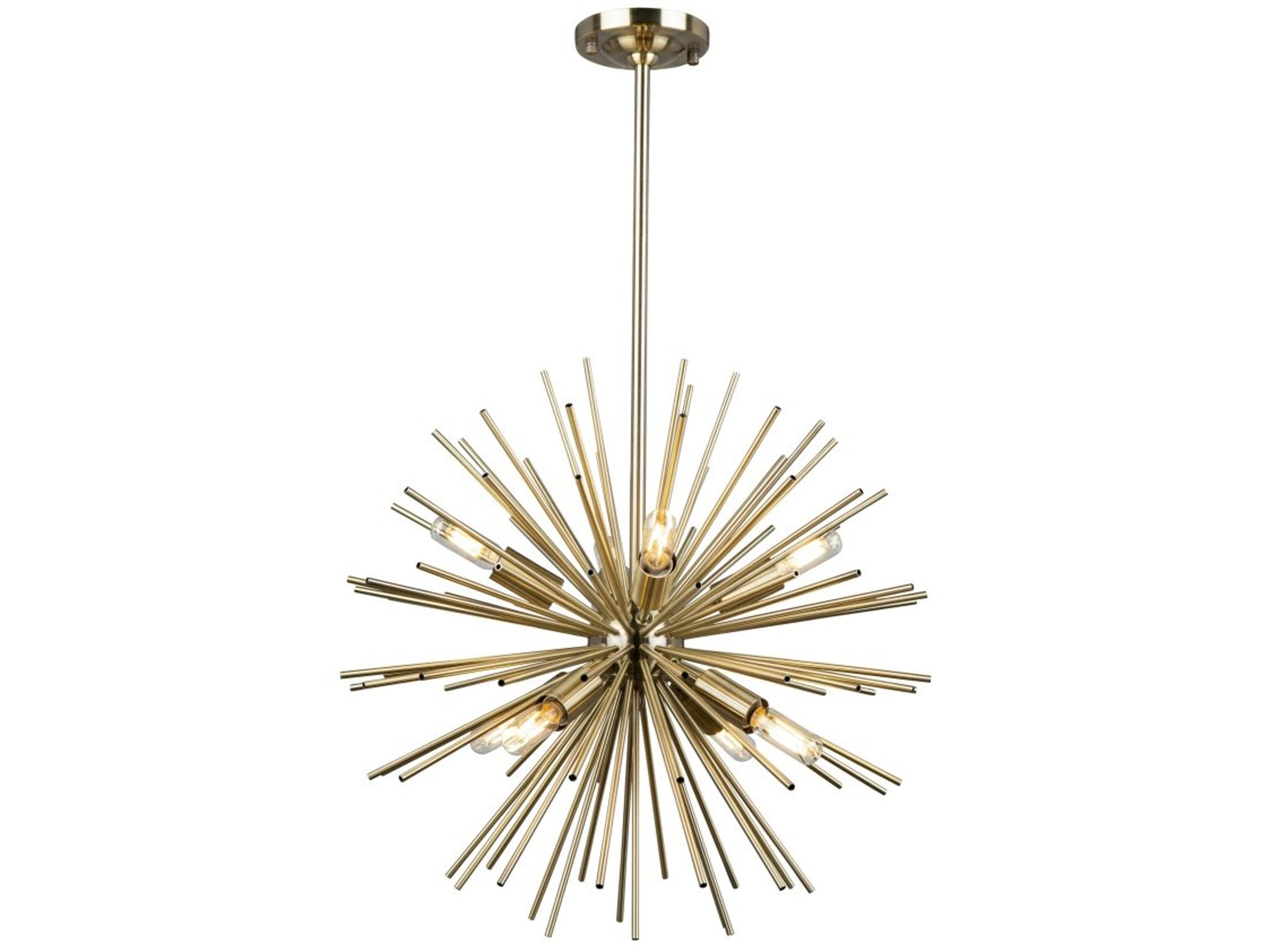 Artcraft Sunburst 8-Light Satin Brass Sputnik Pendant