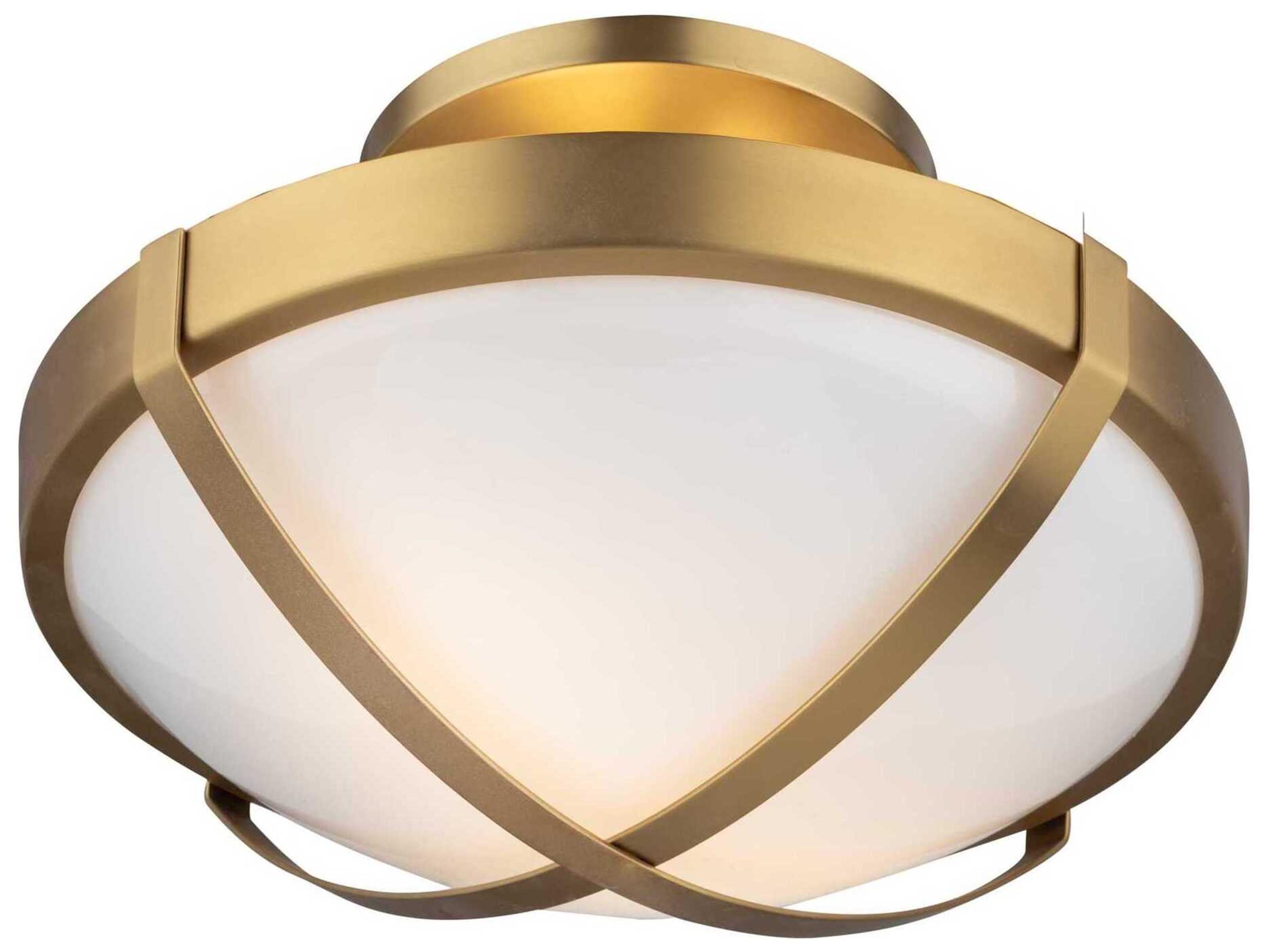 Artcraft Cara 2-Light Brushed Brass Glass Bowl Flush Mount