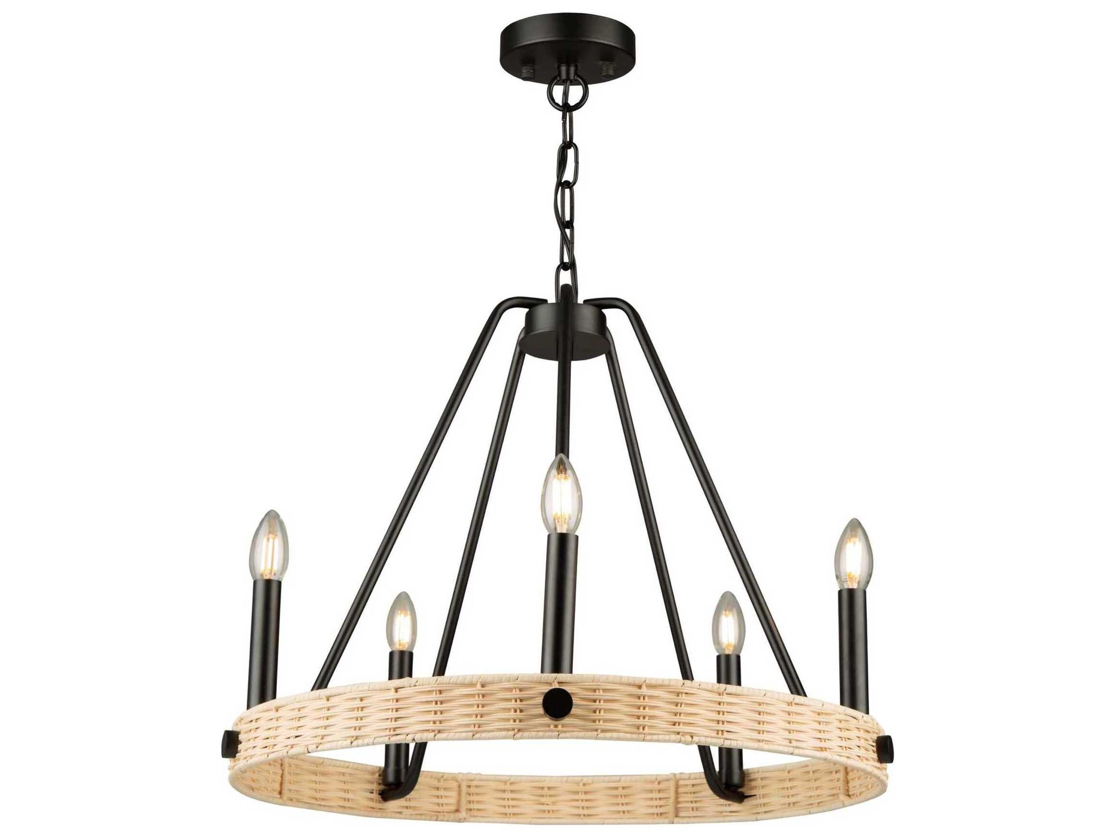 Artcraft Perris 5-Light Black Round Chandelier