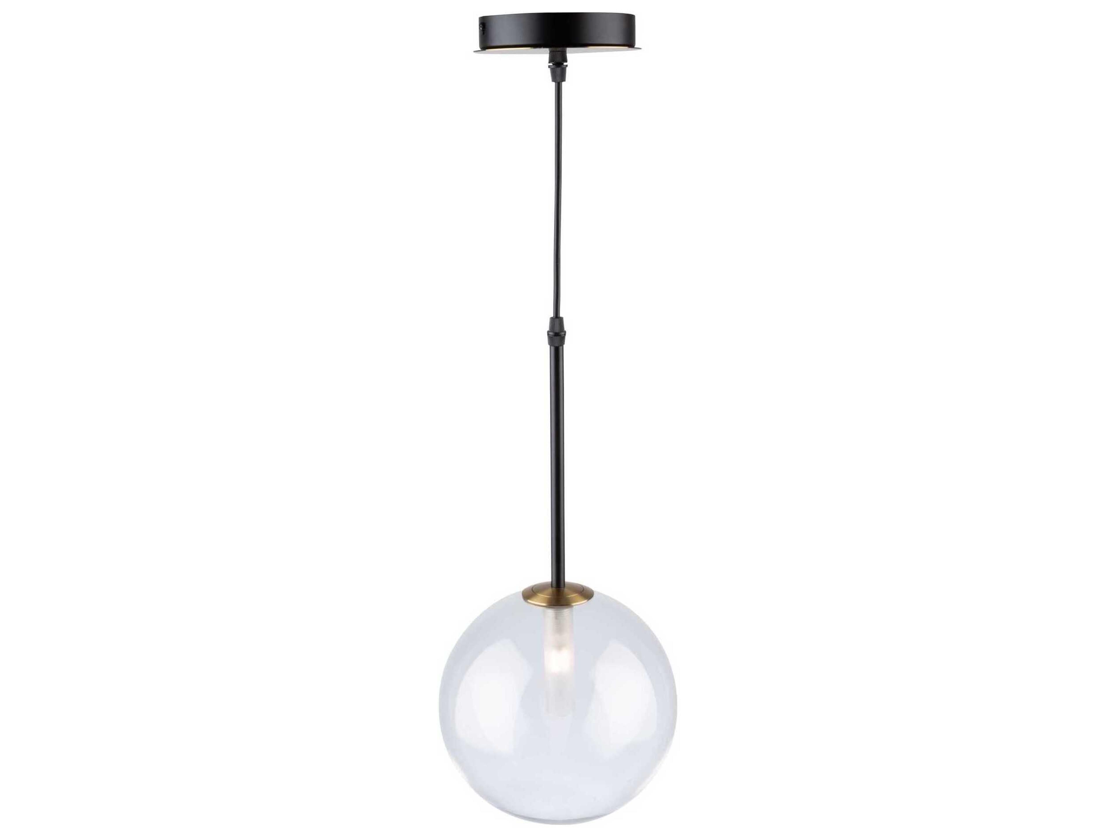 Artcraft Aurelia 1-Light Matte Black Brass Glass Globe Mini Pendant