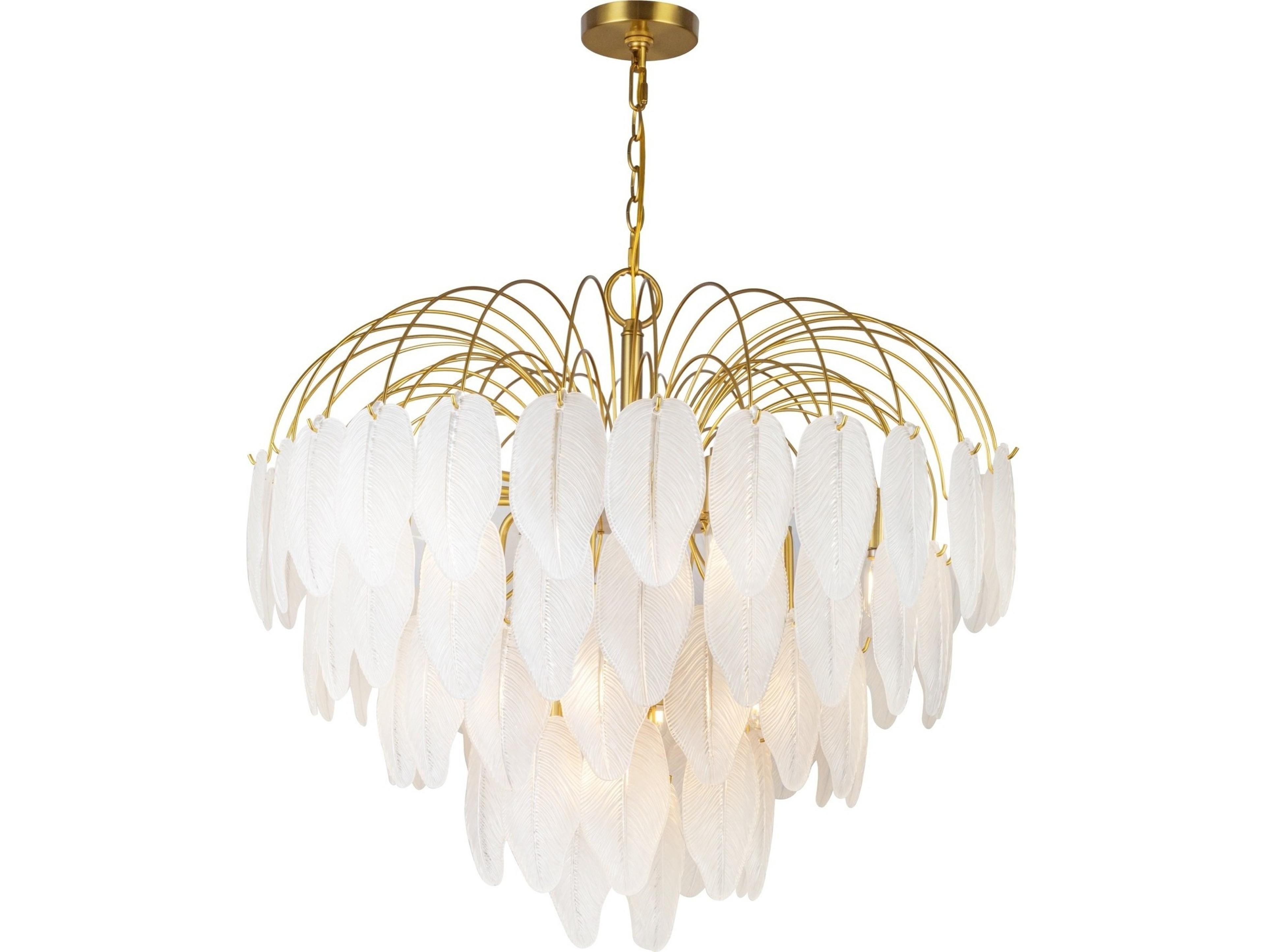 Artcraft Alessia 19-Light Brushed Brass White Tiered Chandelier