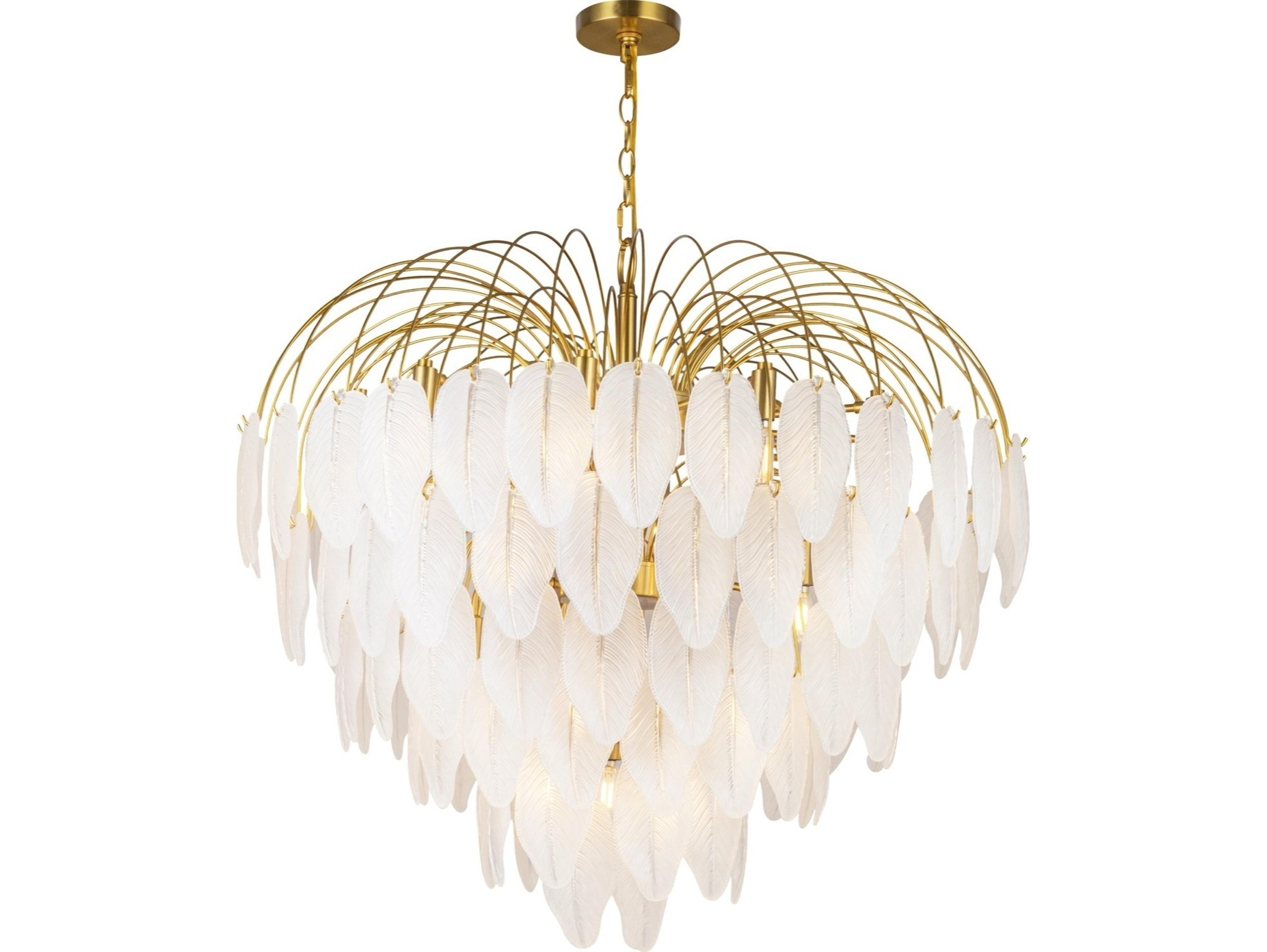 Artcraft Alessia 24-Light Brushed Brass White Tiered Chandelier