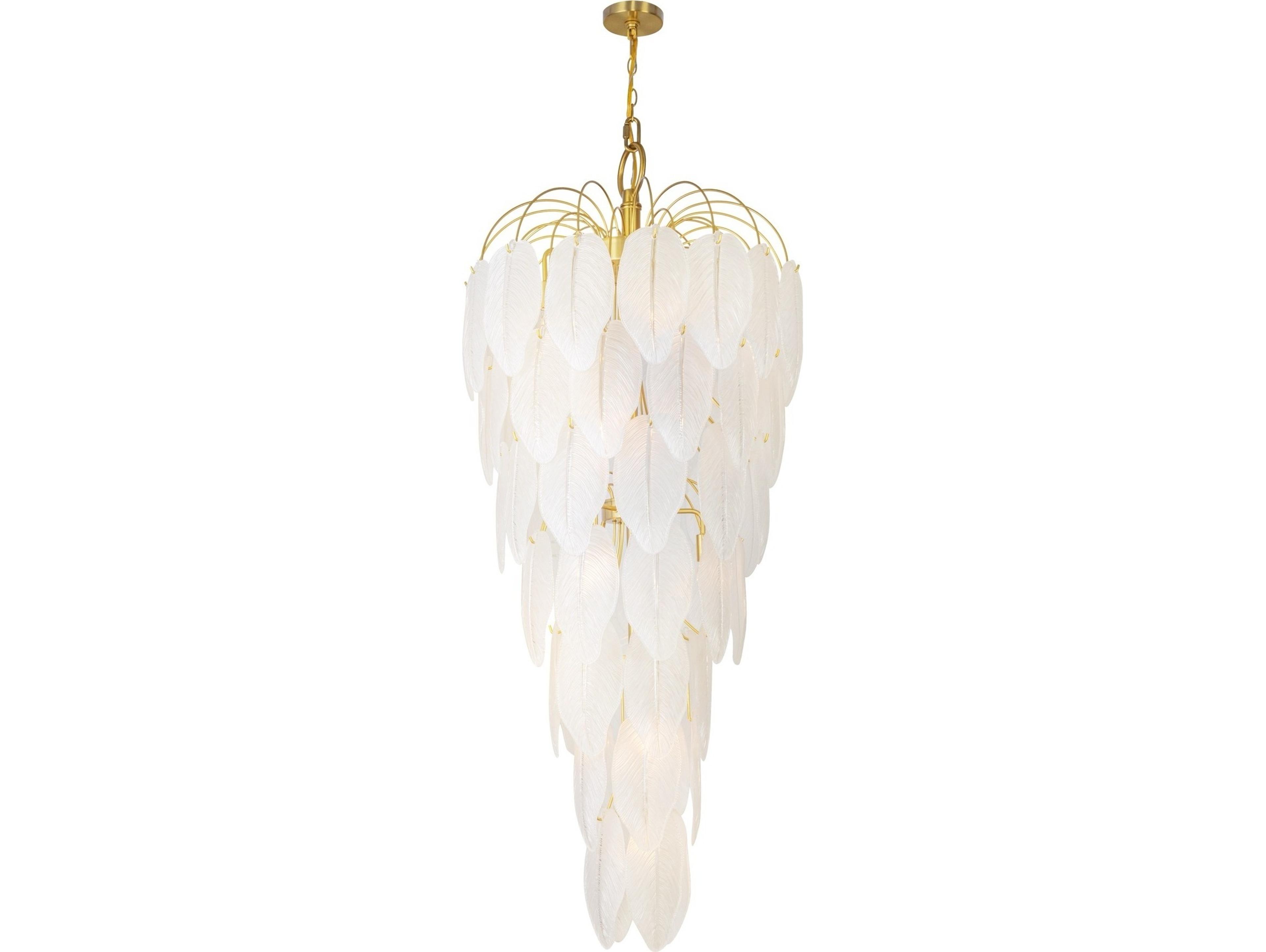 Artcraft Alessia 21-Light Brushed Brass White Tiered Chandelier