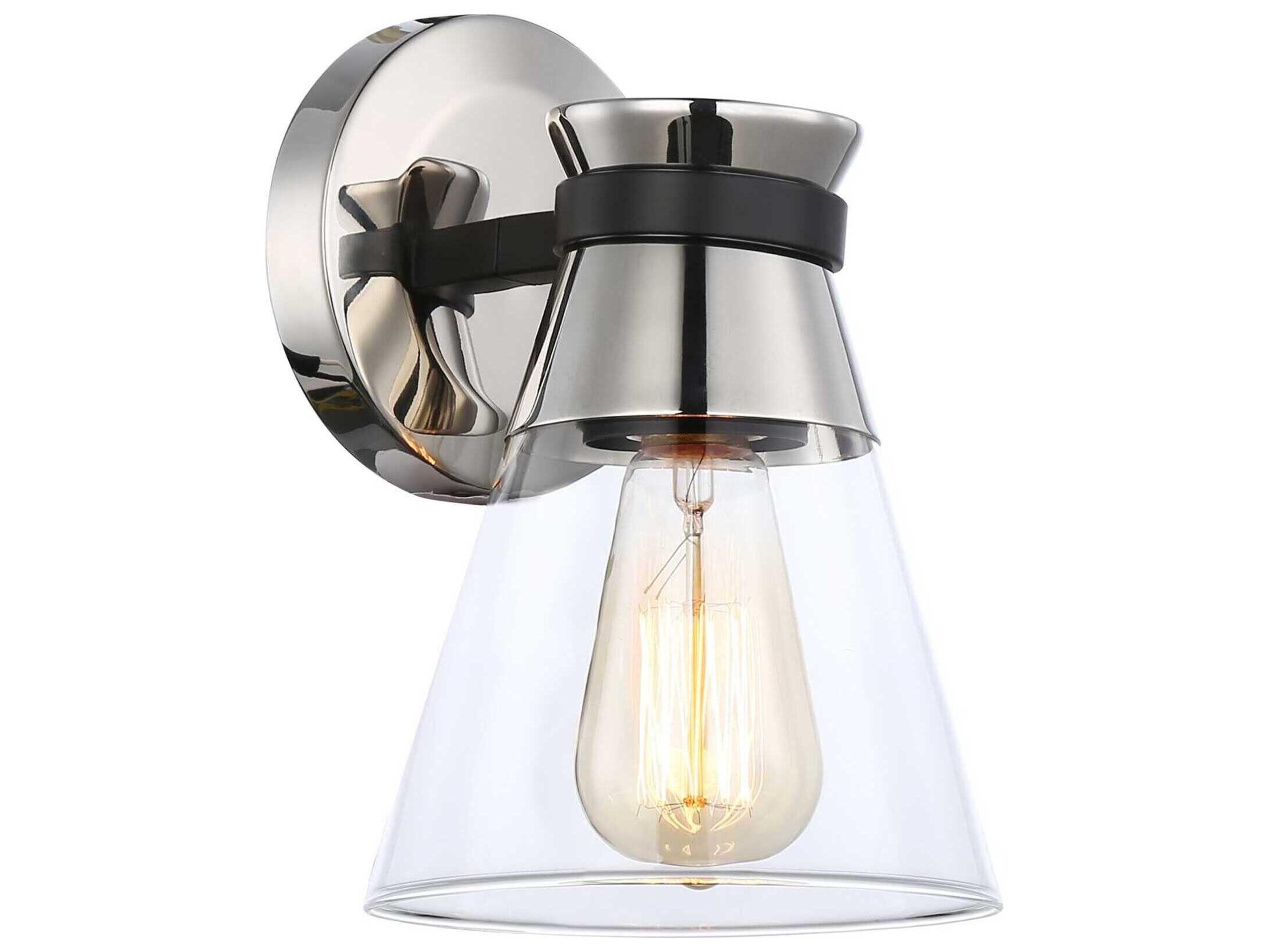 Artcraft Kanata 1-Light Black Brushed Nickel Glass Wall Sconce