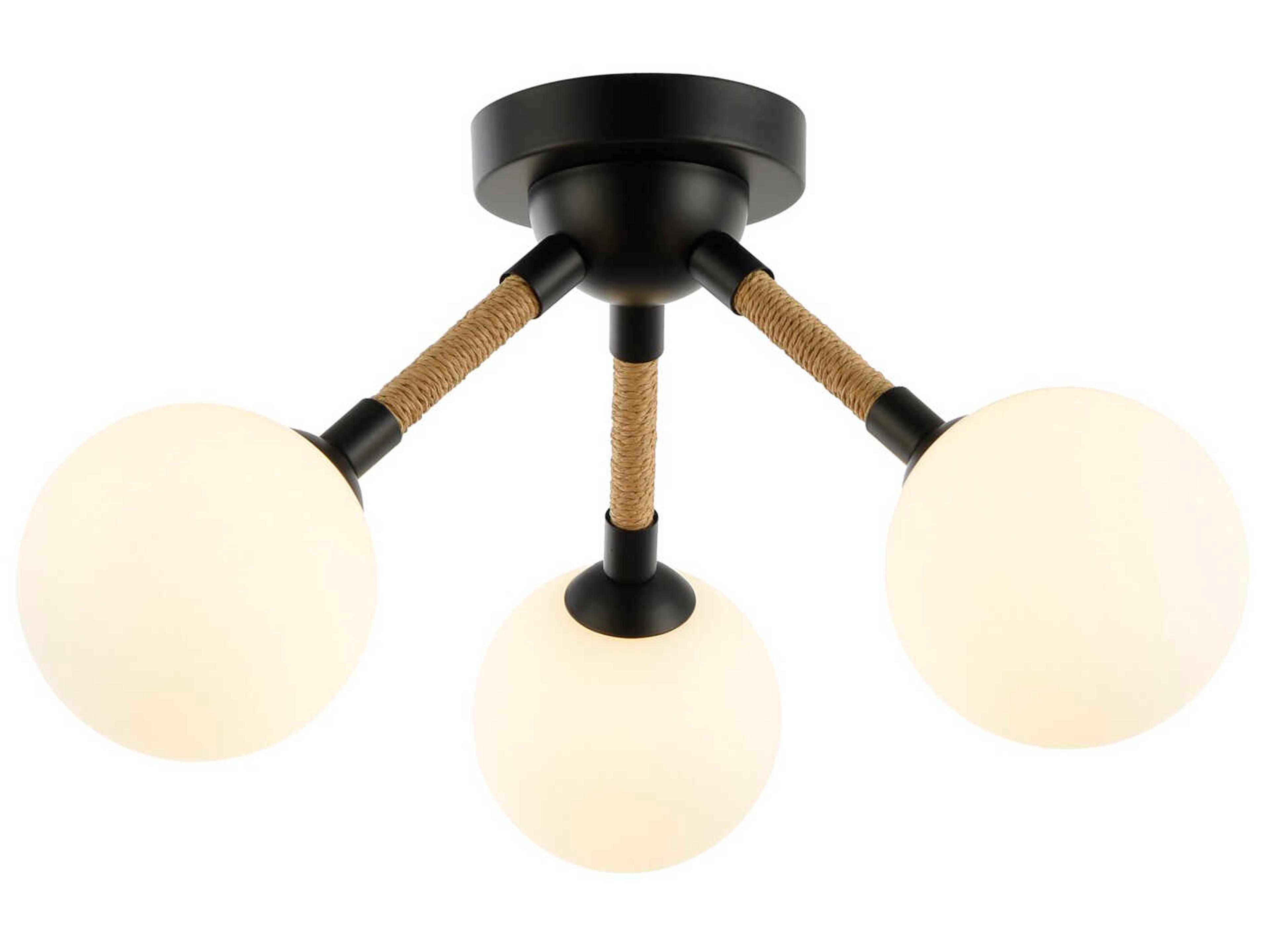 Artcraft Capilano 3-Light Black Globe Semi Flush Mount