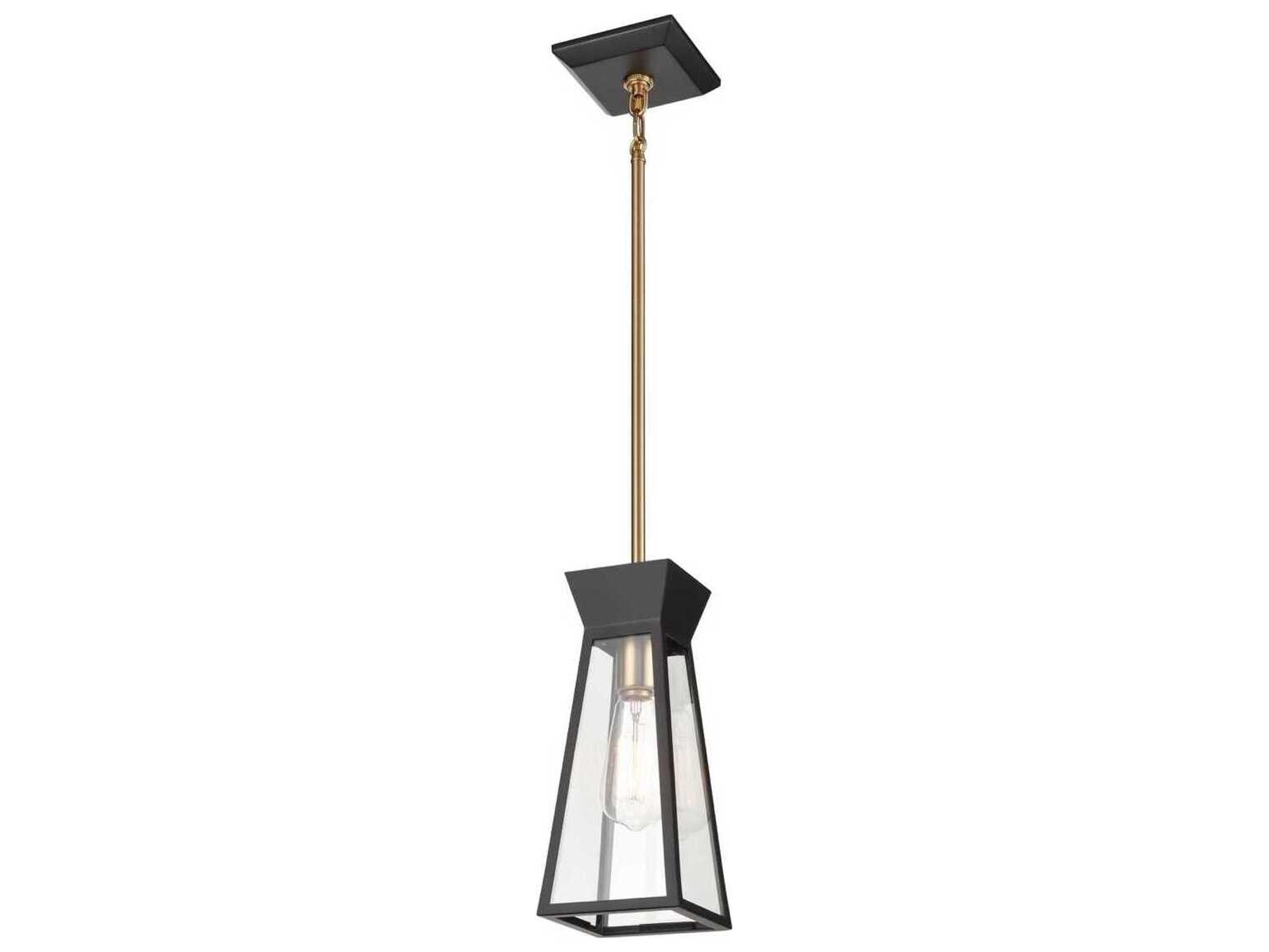 Artcraft Lucian 1-Light Black Brushed Brass Lantern Mini Pendant