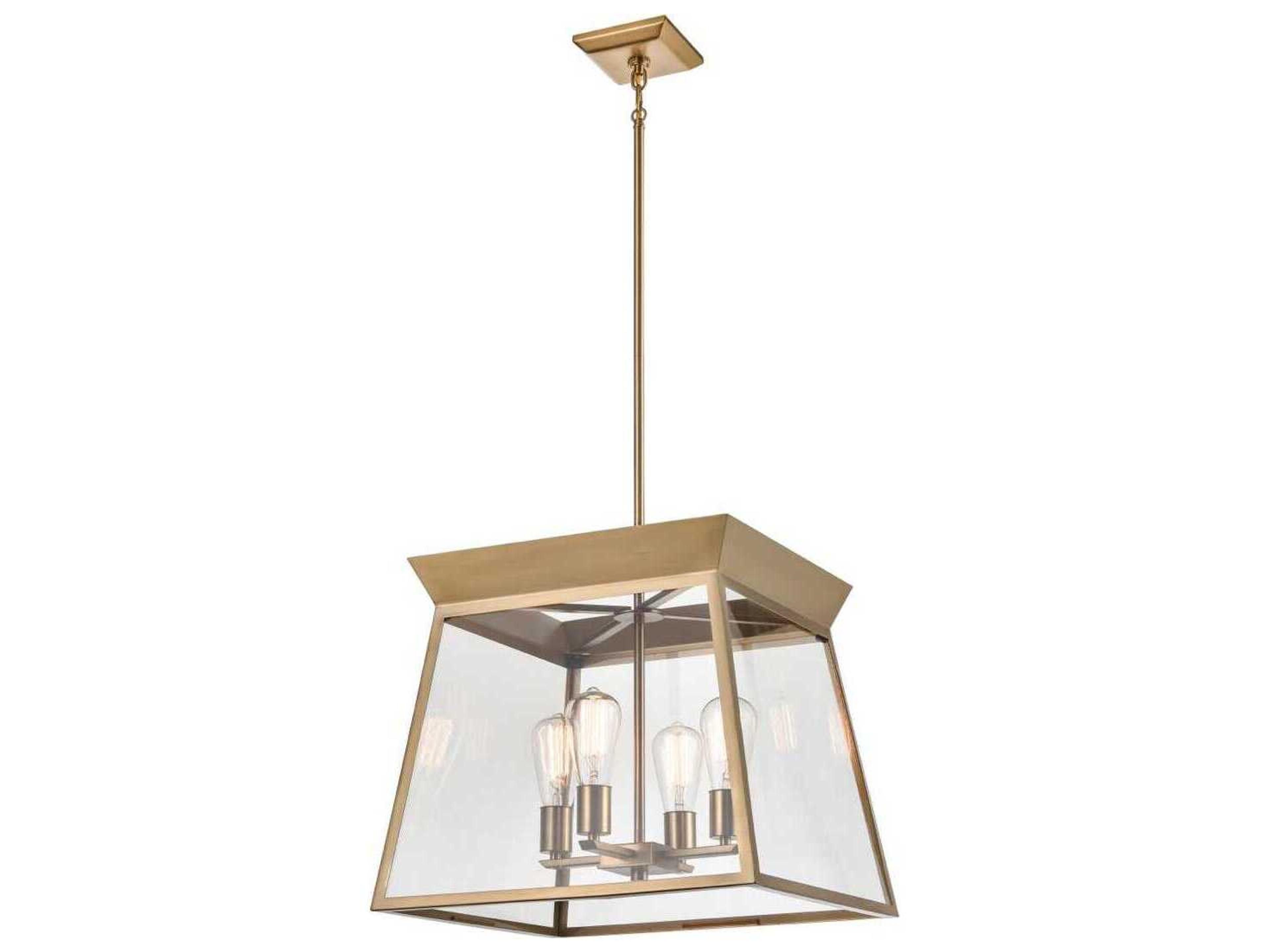 Artcraft Lucian 4-Light Brushed Brass Lantern Chandelier