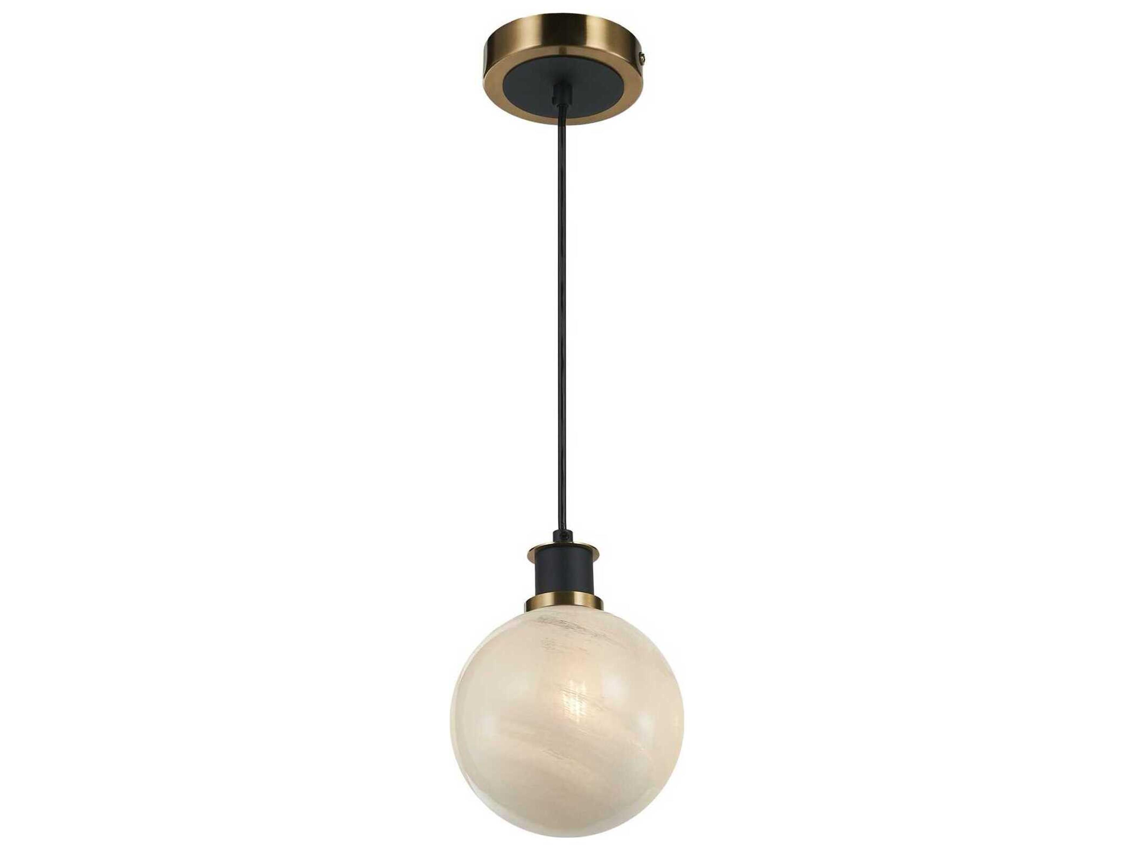 Artcraft Gem 1-Light Black Brushed Brass Globe Mini Pendant
