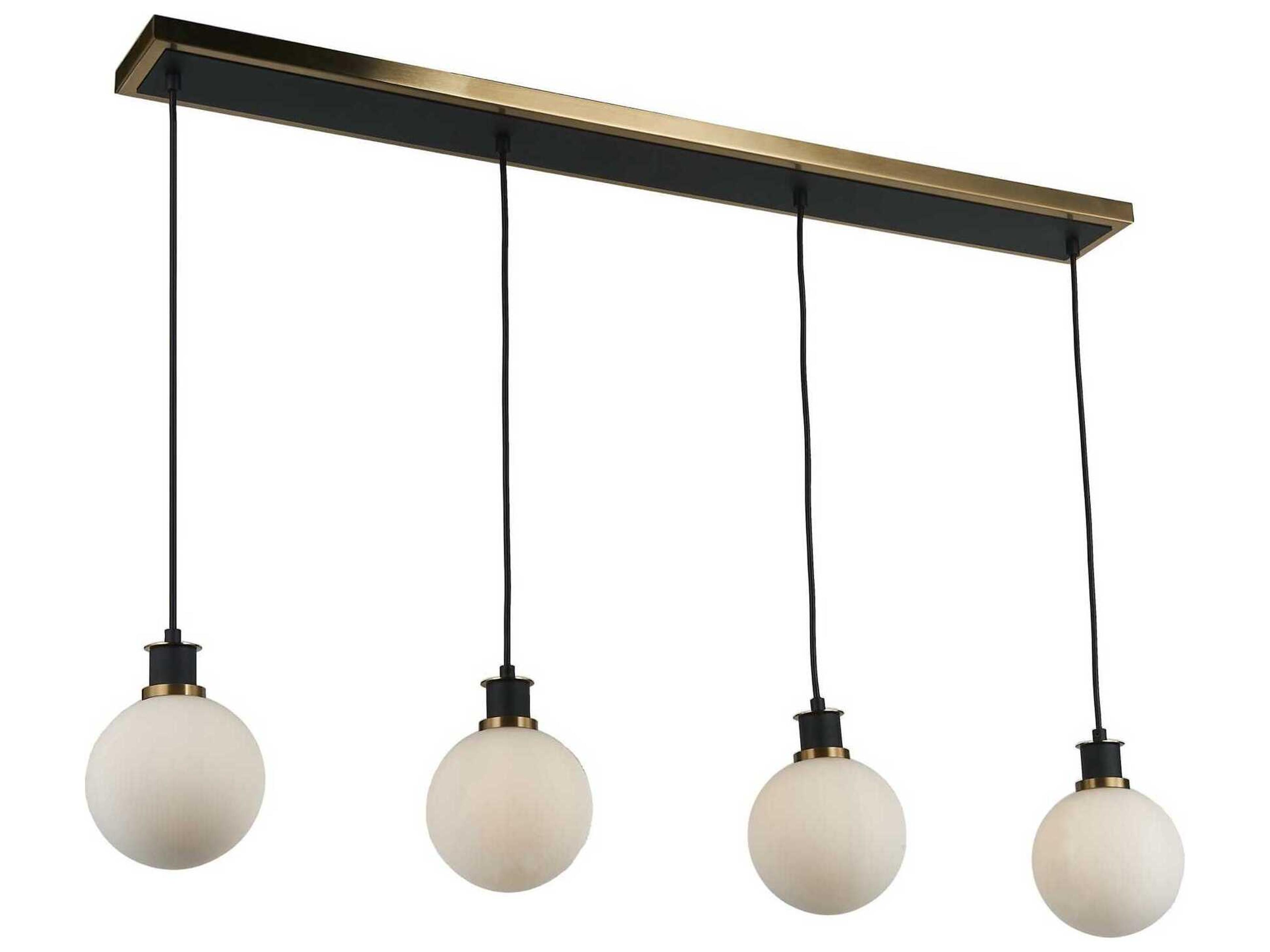 Artcraft Gem 4-Light Black Brushed Brass Globe Linear Island Pendant