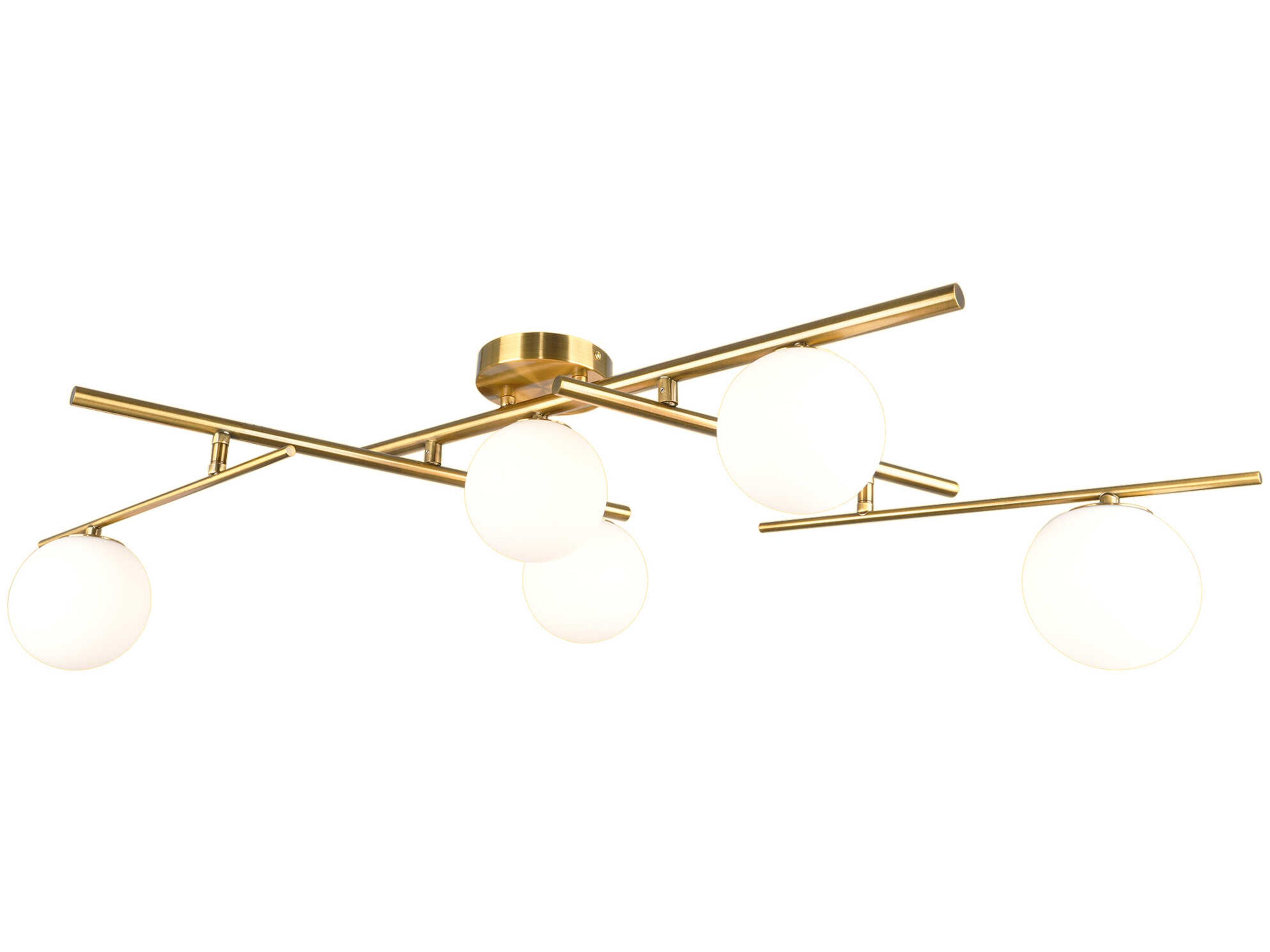 Artcraft Modena 5-Light Plated Brushed Brass Globe Semi Flush Mount