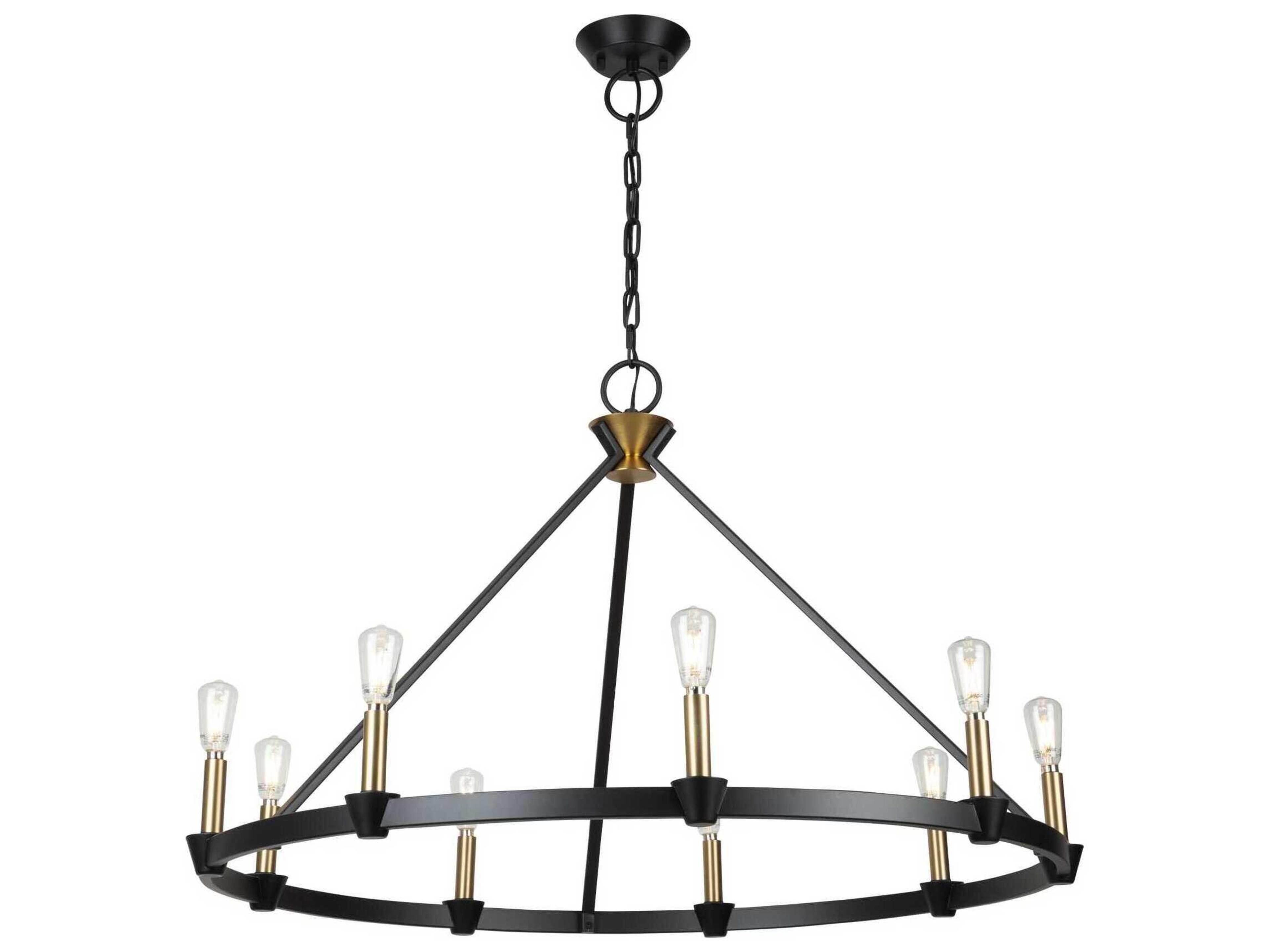 Artcraft Notting Hill 9-Light Black Brushed Brass Chandelier