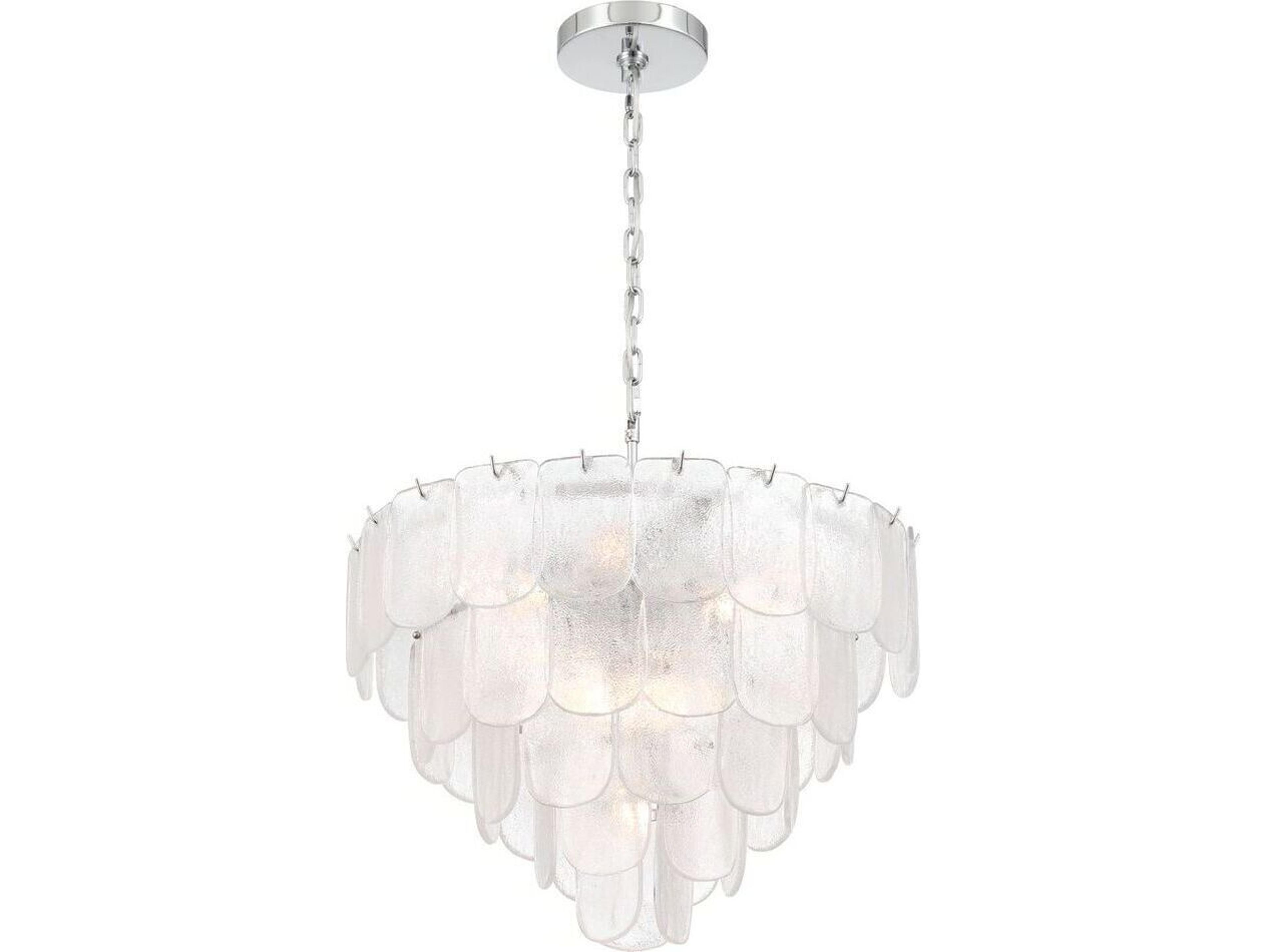 Artcraft Bianca 12 - Light Polished Nickel Off White Tiered Chandelier