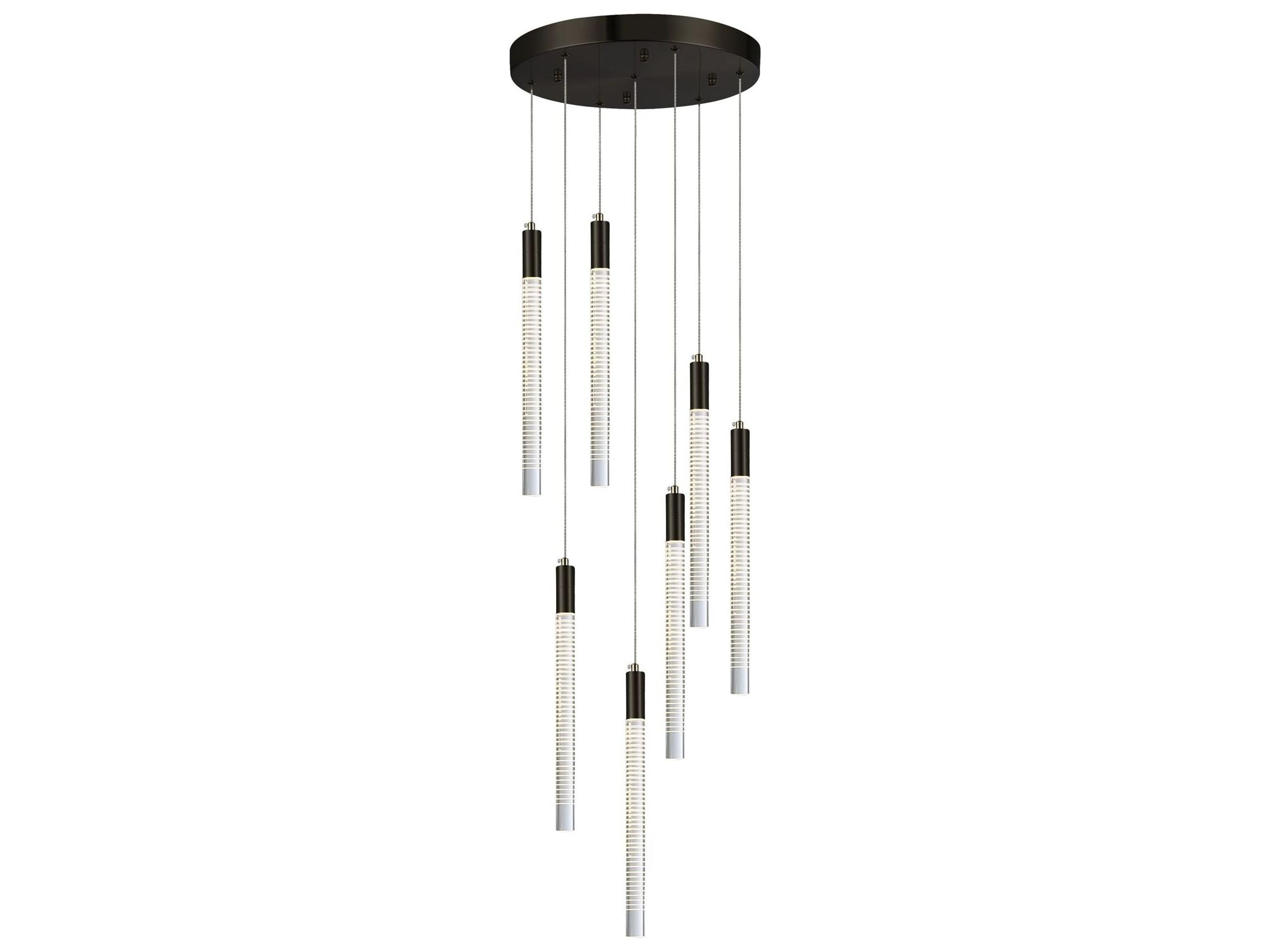 Celine 7-Light Black Cylinder Pendant