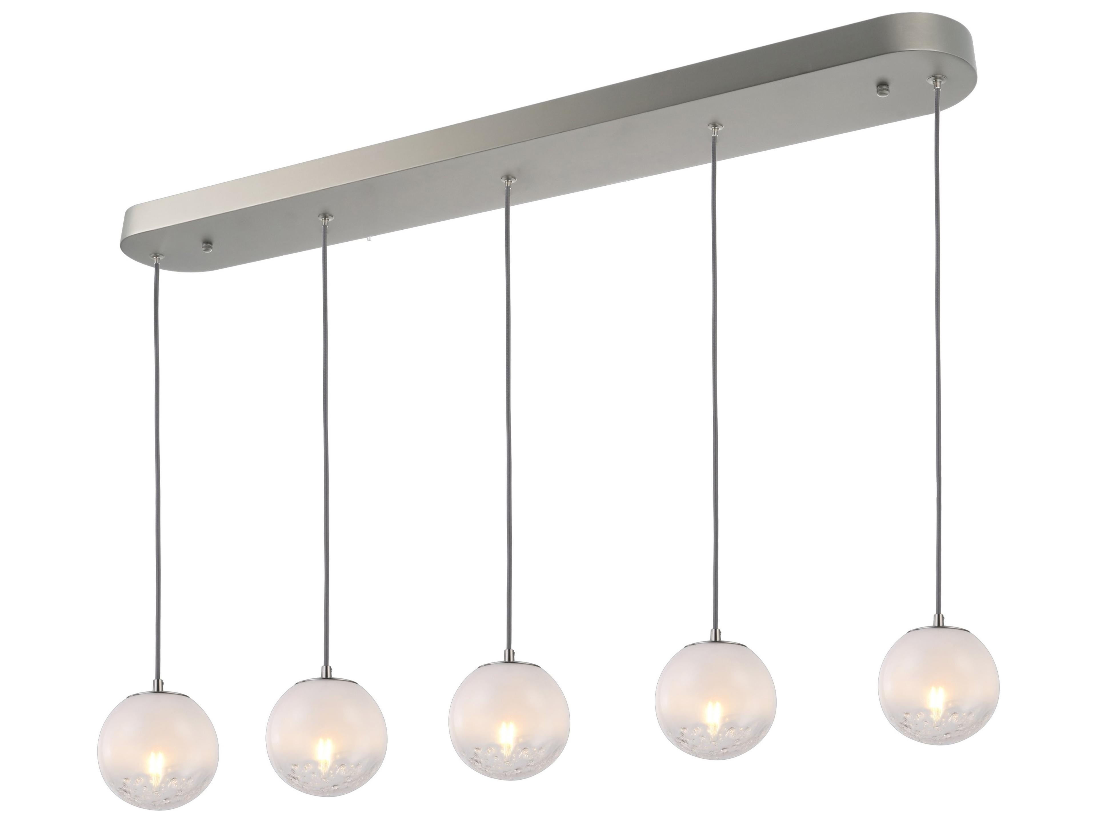 Artcraft Moonlight 5-Light Satin Nickel Globe Linear Island Pendant