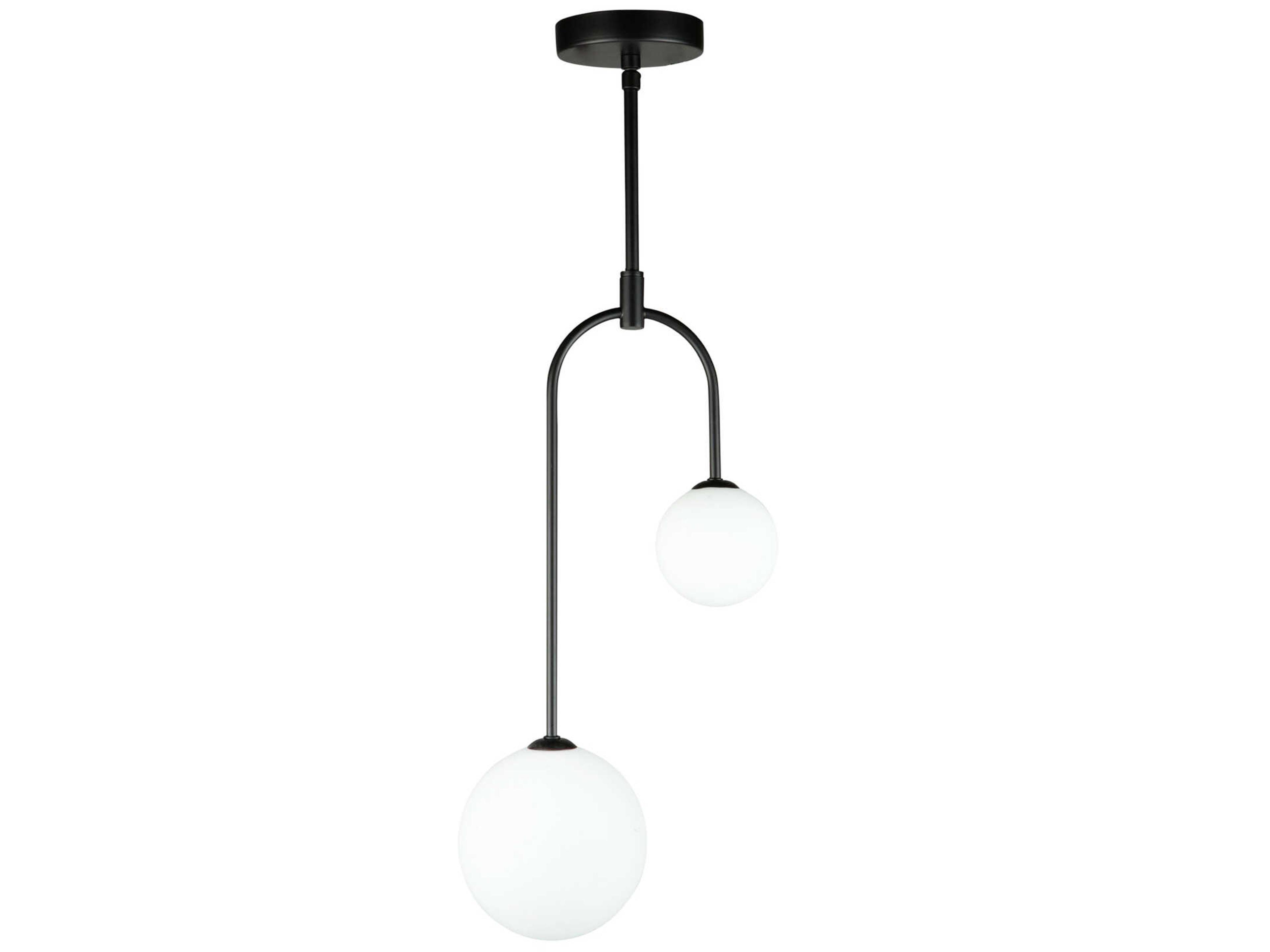 Artcraft Comet 2-Light Semi Matte Black Glass LED Globe Pendant