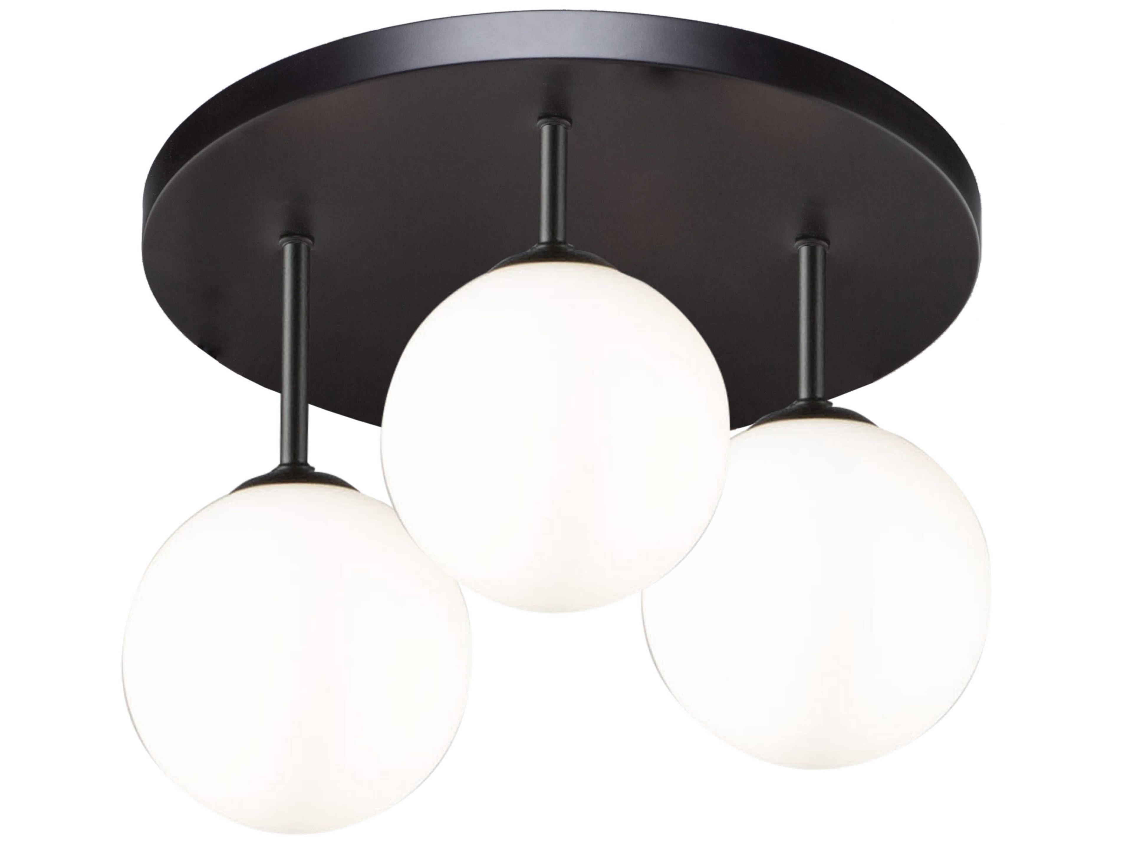 Artcraft Comet 3-Light Semi Matte Black Glass LED Globe Flush Mount