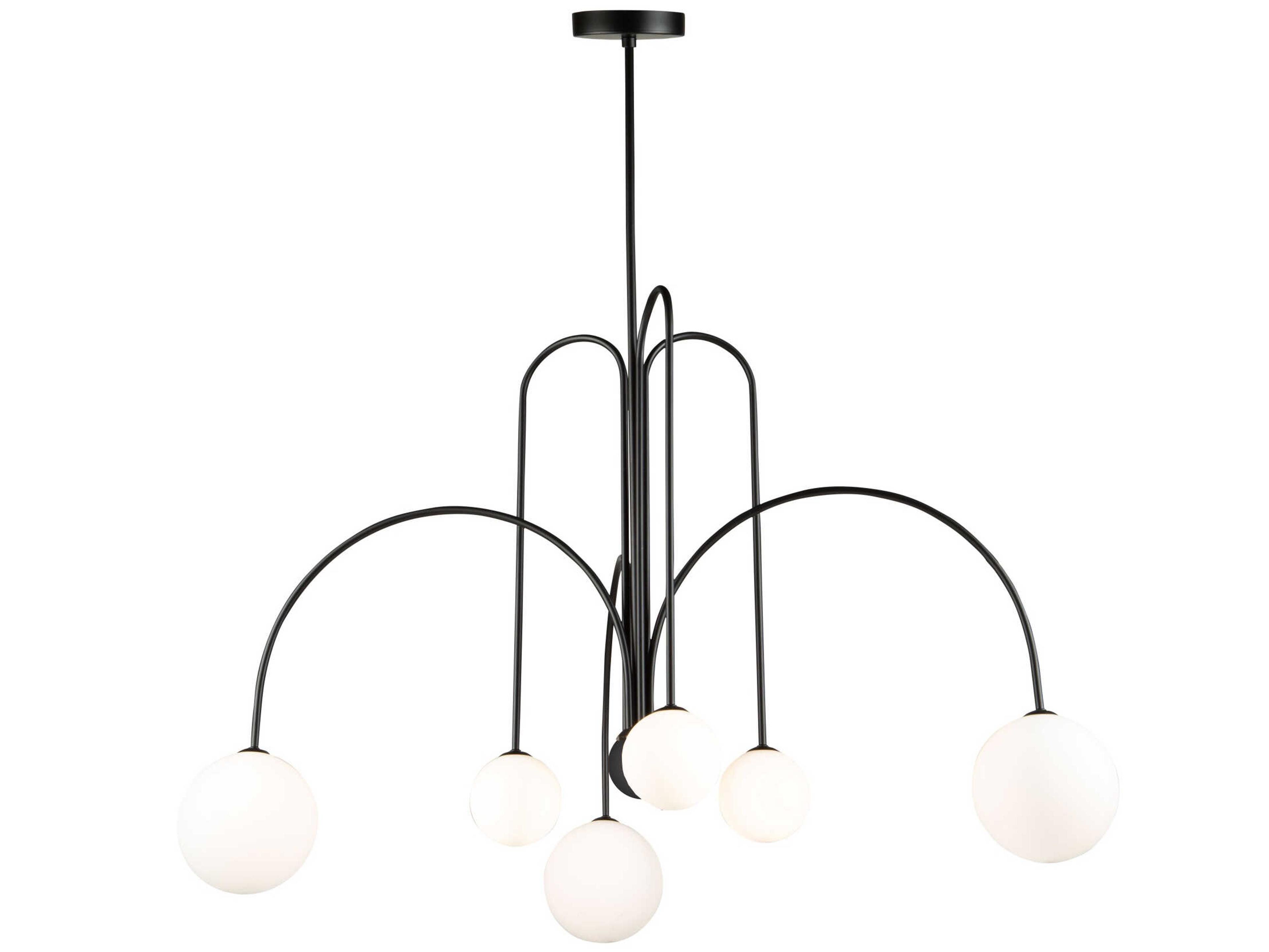 Artcraft Comet 6-Light Semi Matte Black Glass LED Globe Chandelier