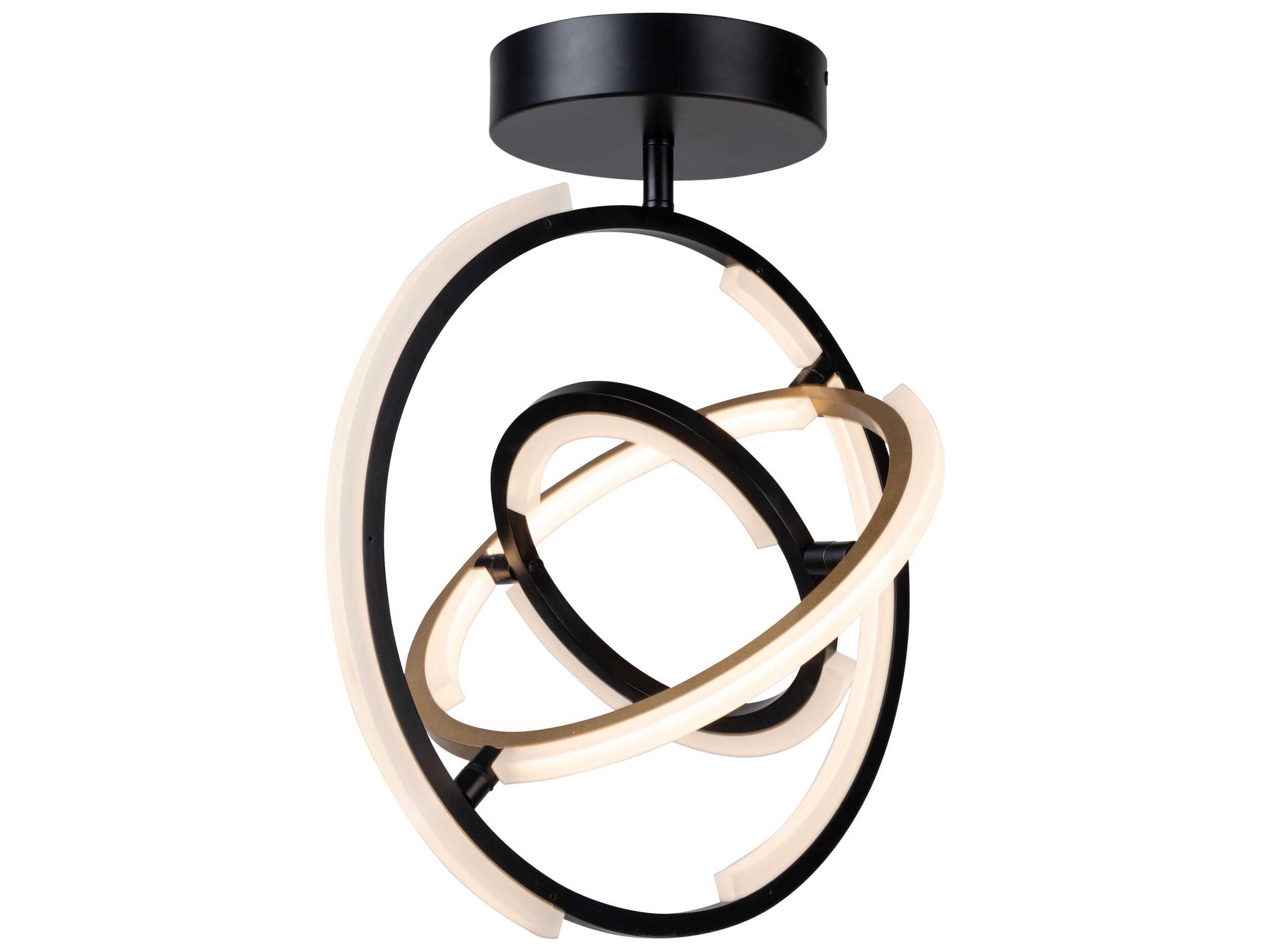 Artcraft Trilogy Black Brass LED Geometric Semi Flush Mount