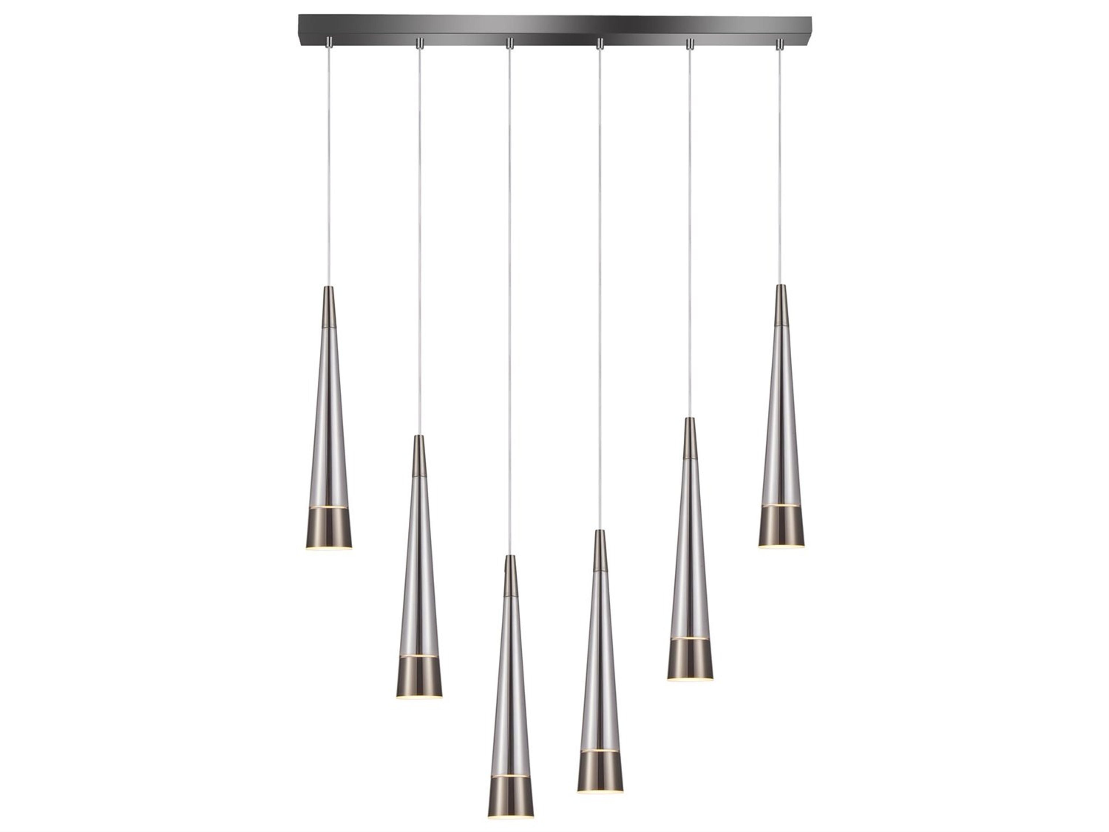 Artcraft Sunnyvale 6-Light Pearl Black Smoke Silver Linear Island Pendant