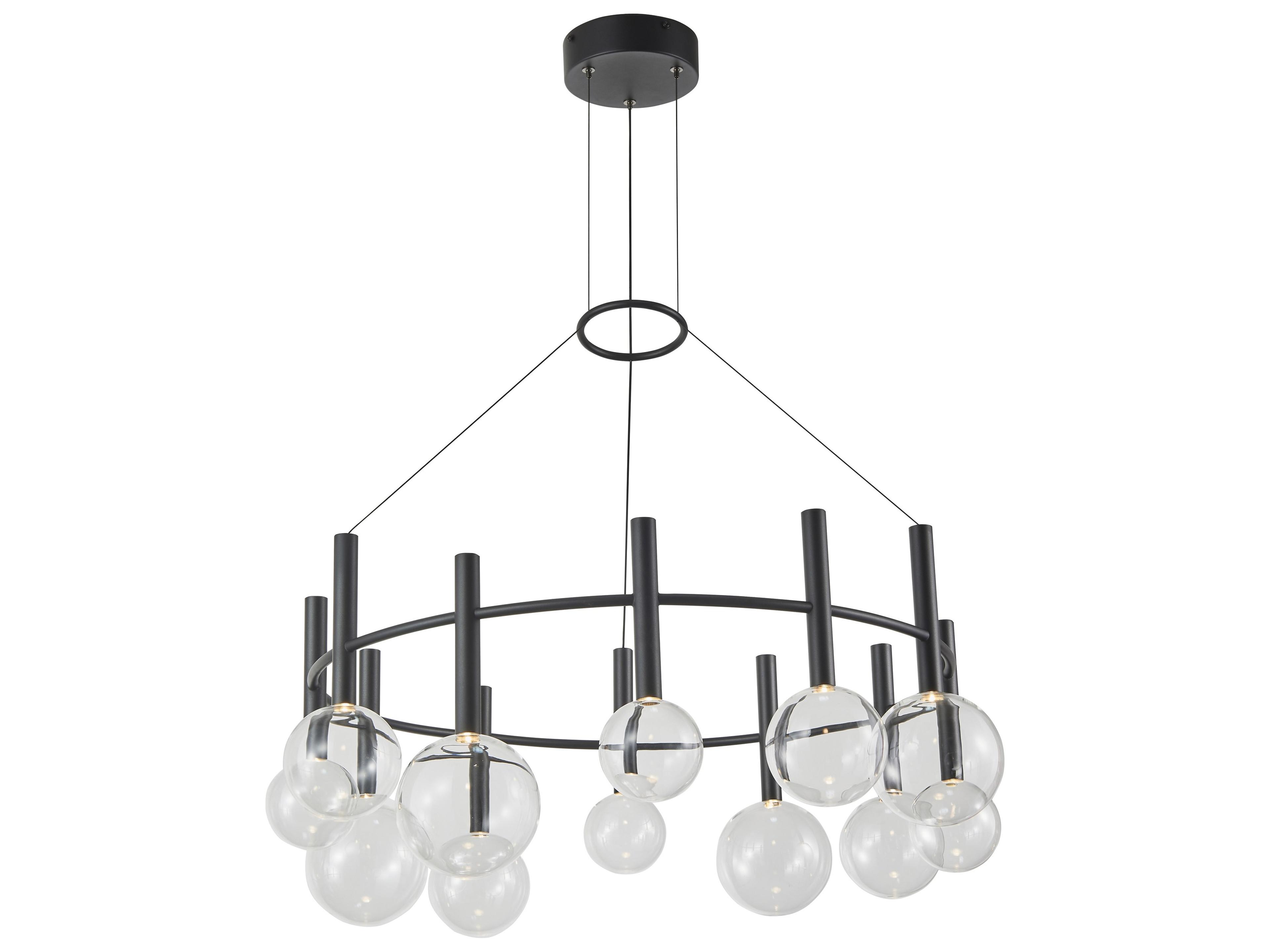 Artcraft Terra 12-Light Black Globe Round Chandelier