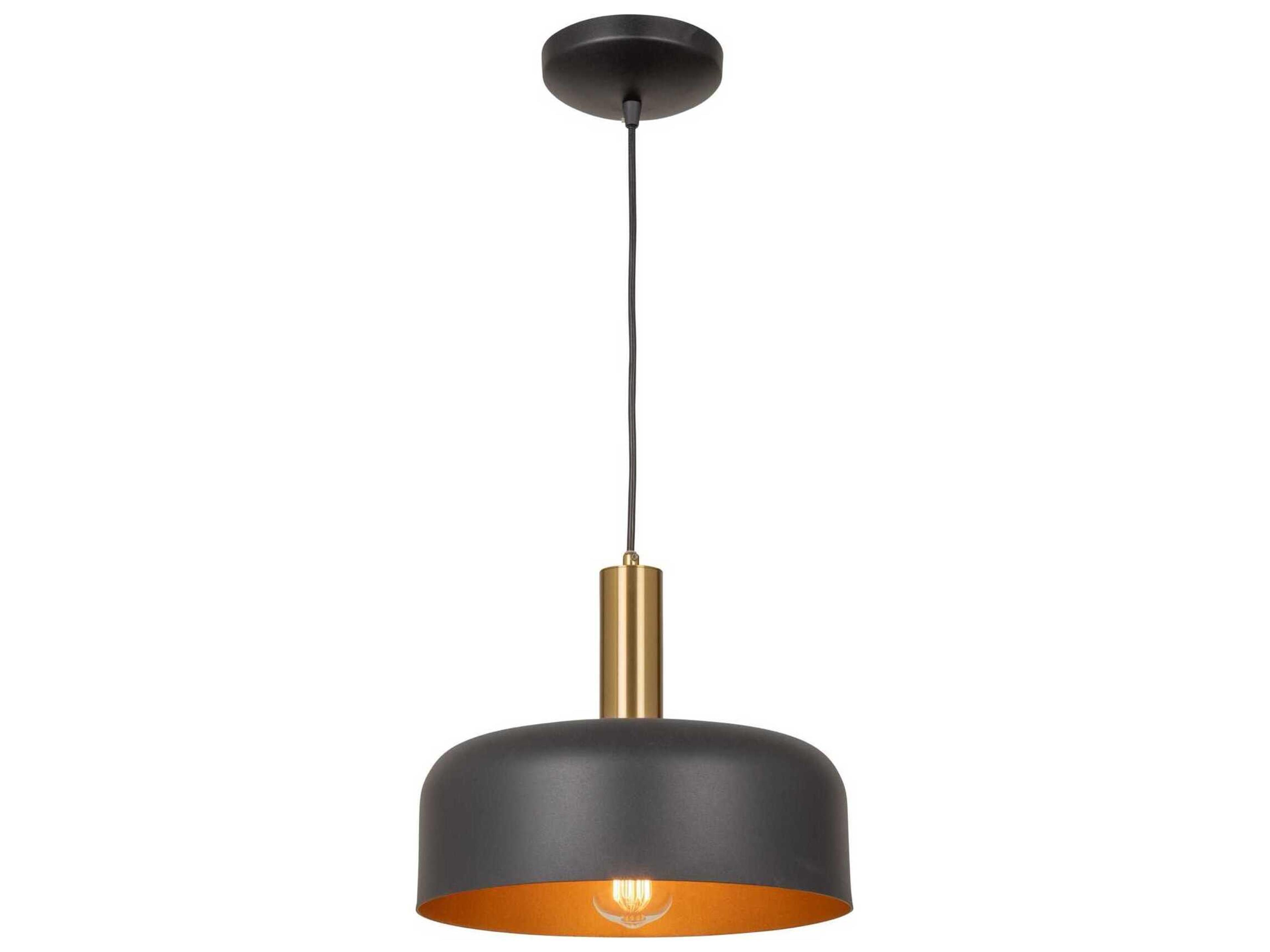 Artcraft Orsa 1-Light Black Brushed Brass Dome Mini Pendant