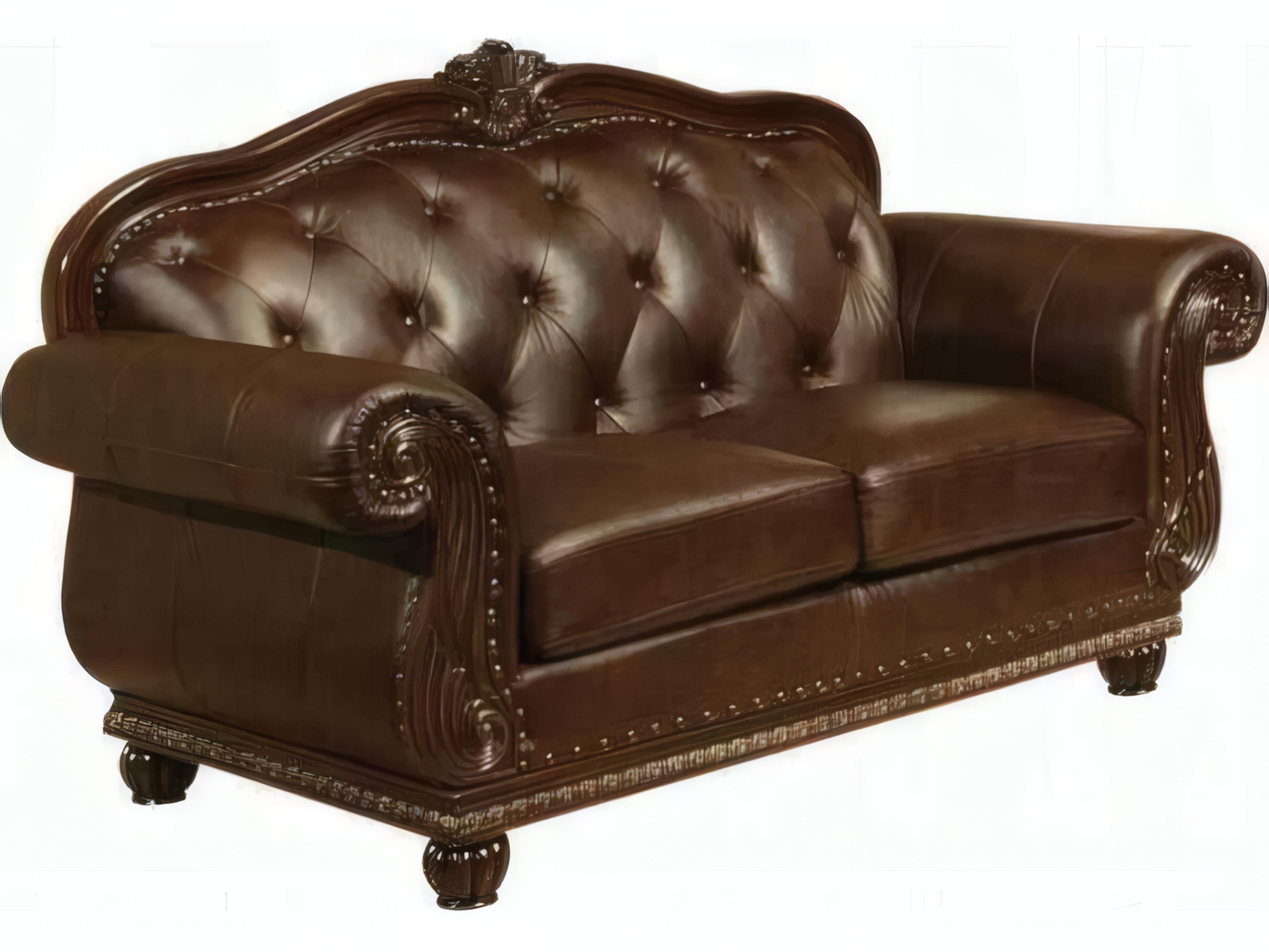 Acme Furniture Anondale Espresso Cherry Brown Leather Loveseat