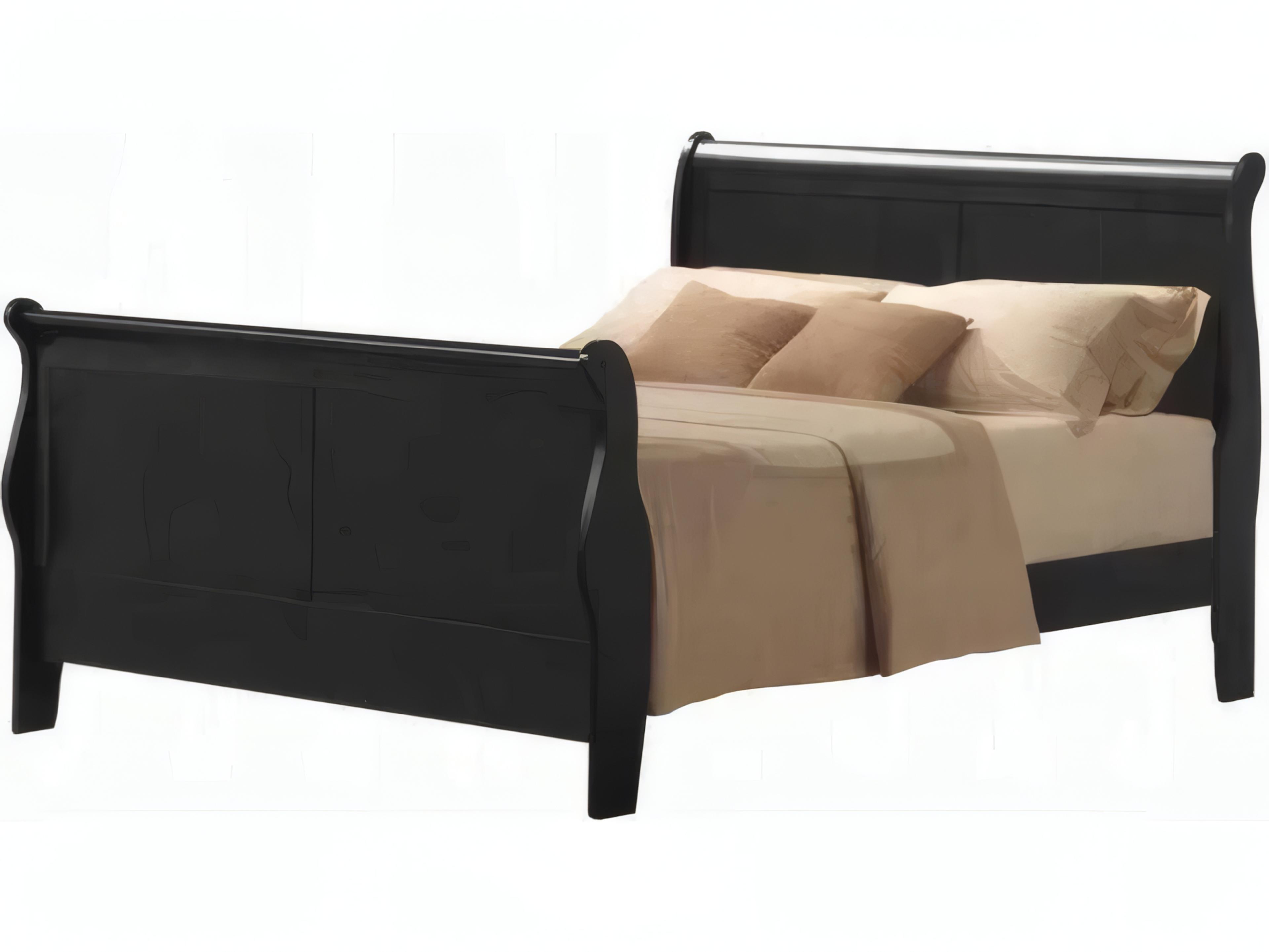 Acme Furniture Louis Philippe Black Pine Wood Queen Sleigh Bed