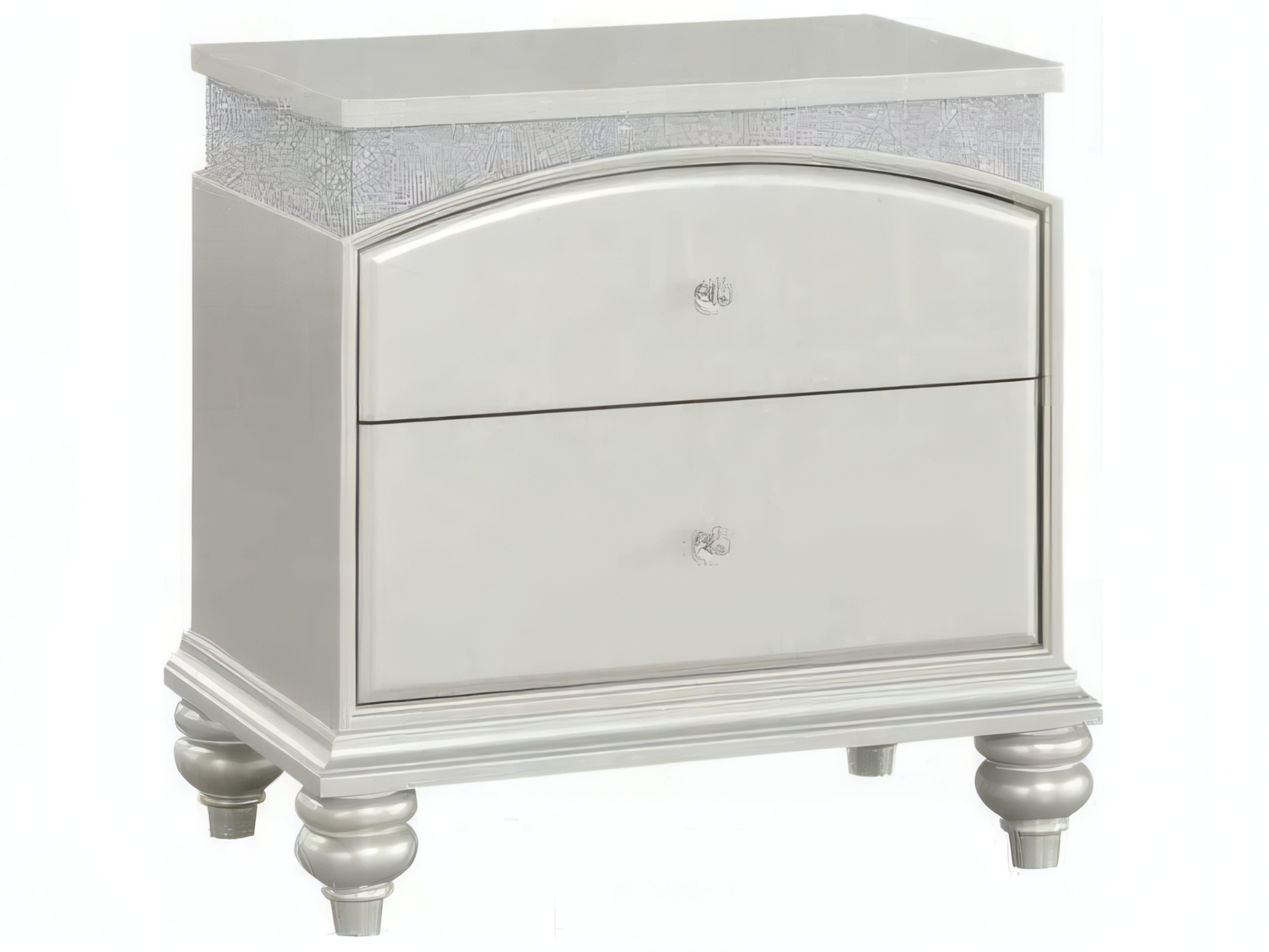 Acme Furniture Maverick 2-Drawers Silver Poplar Wood Nightstand