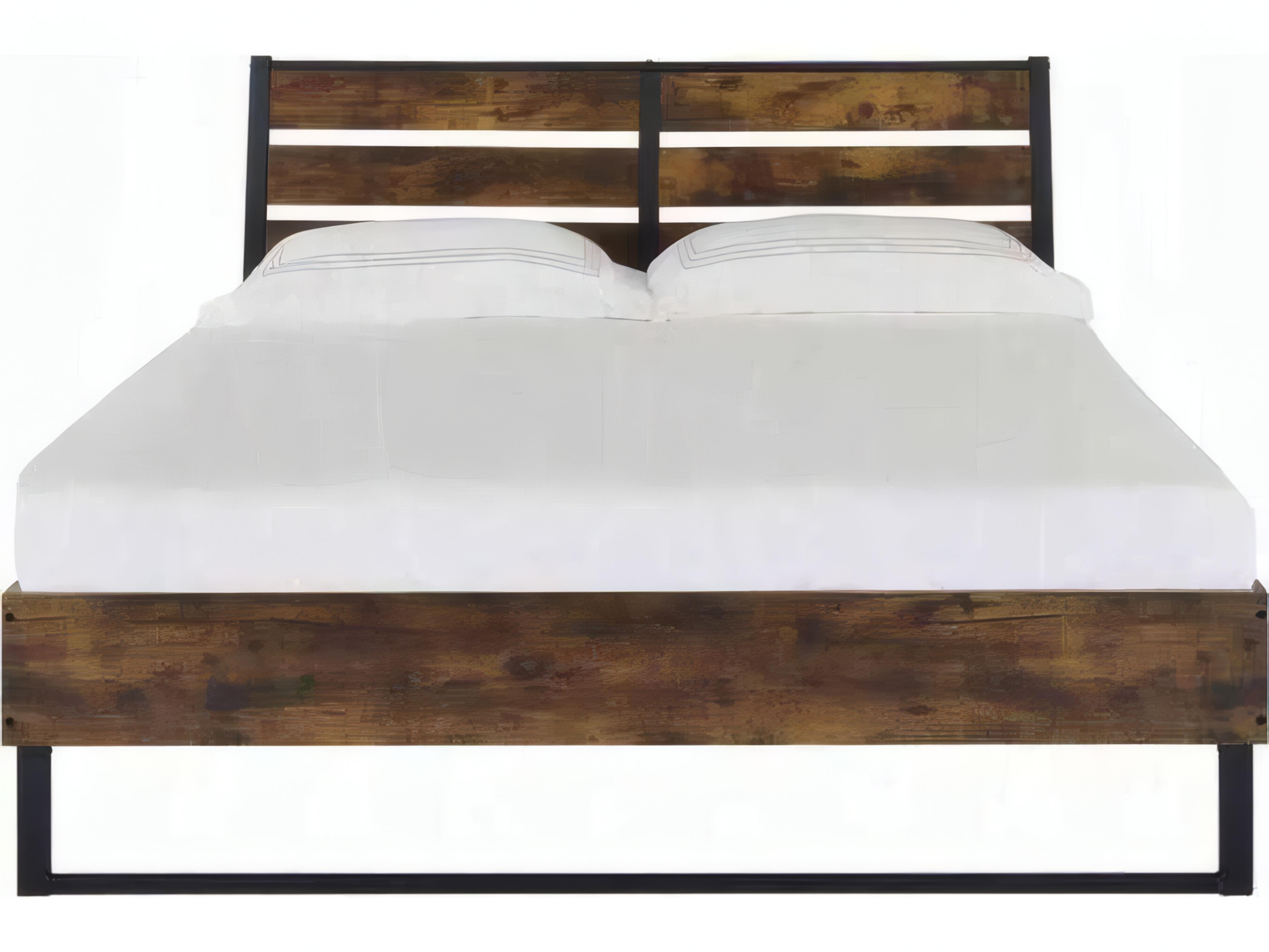 Acme Furniture Juvanth Rustic Oak Black Brown Solid Wood King Platform Bed