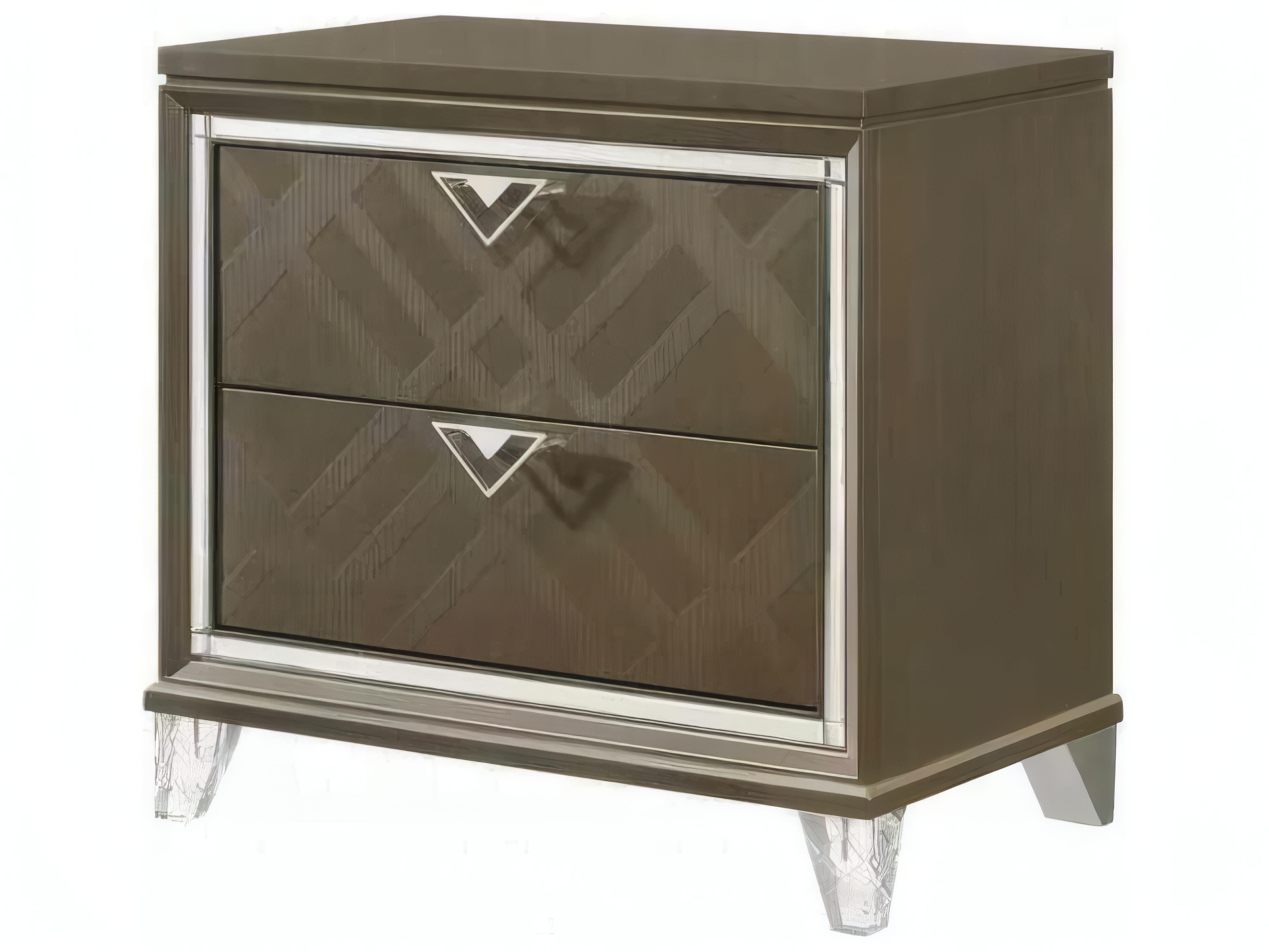 Acme Furniture Skylar 2-Drawers Rubberwood Nightstand