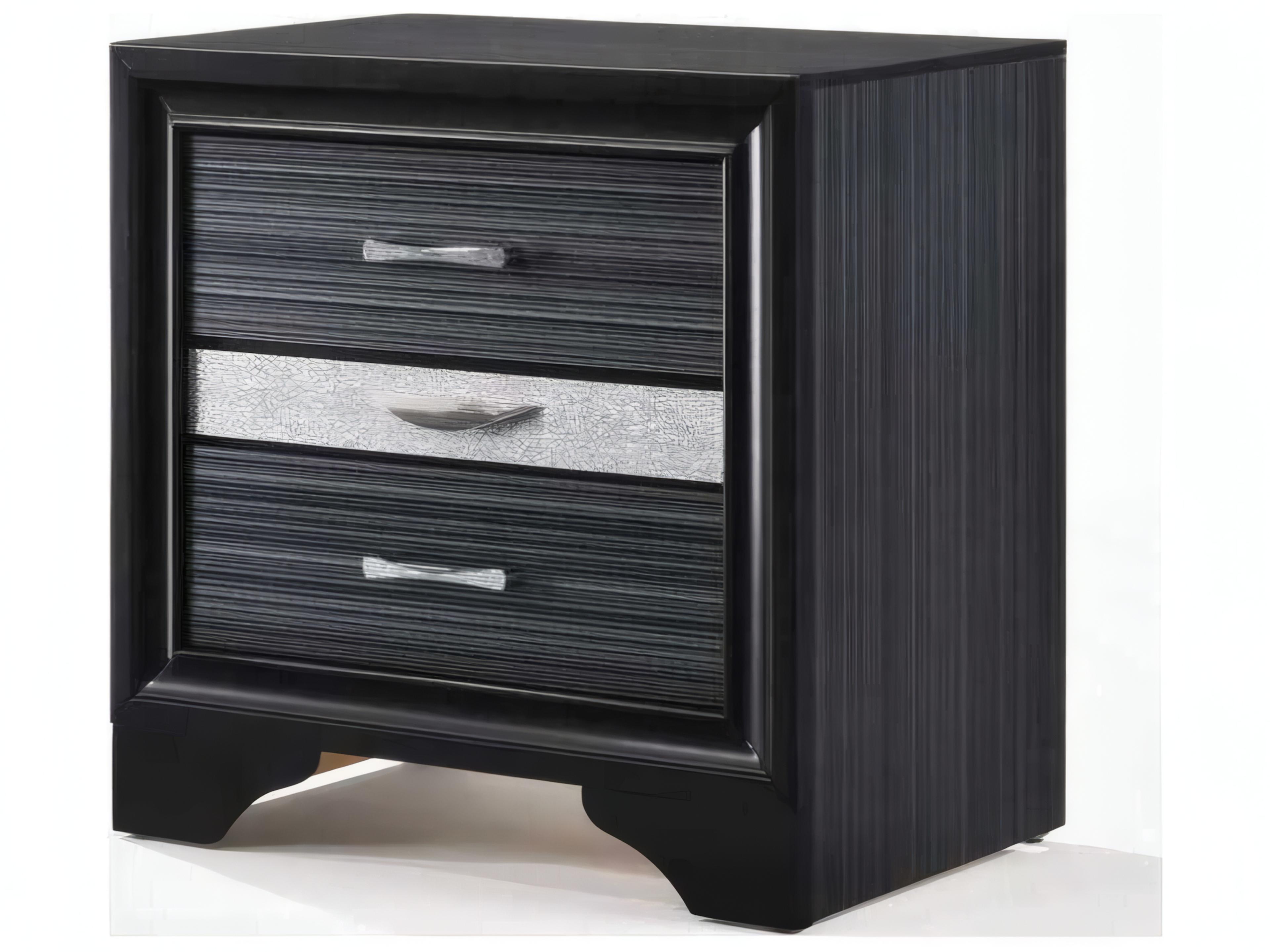 Naima 3-Drawers Rubberwood Nightstand