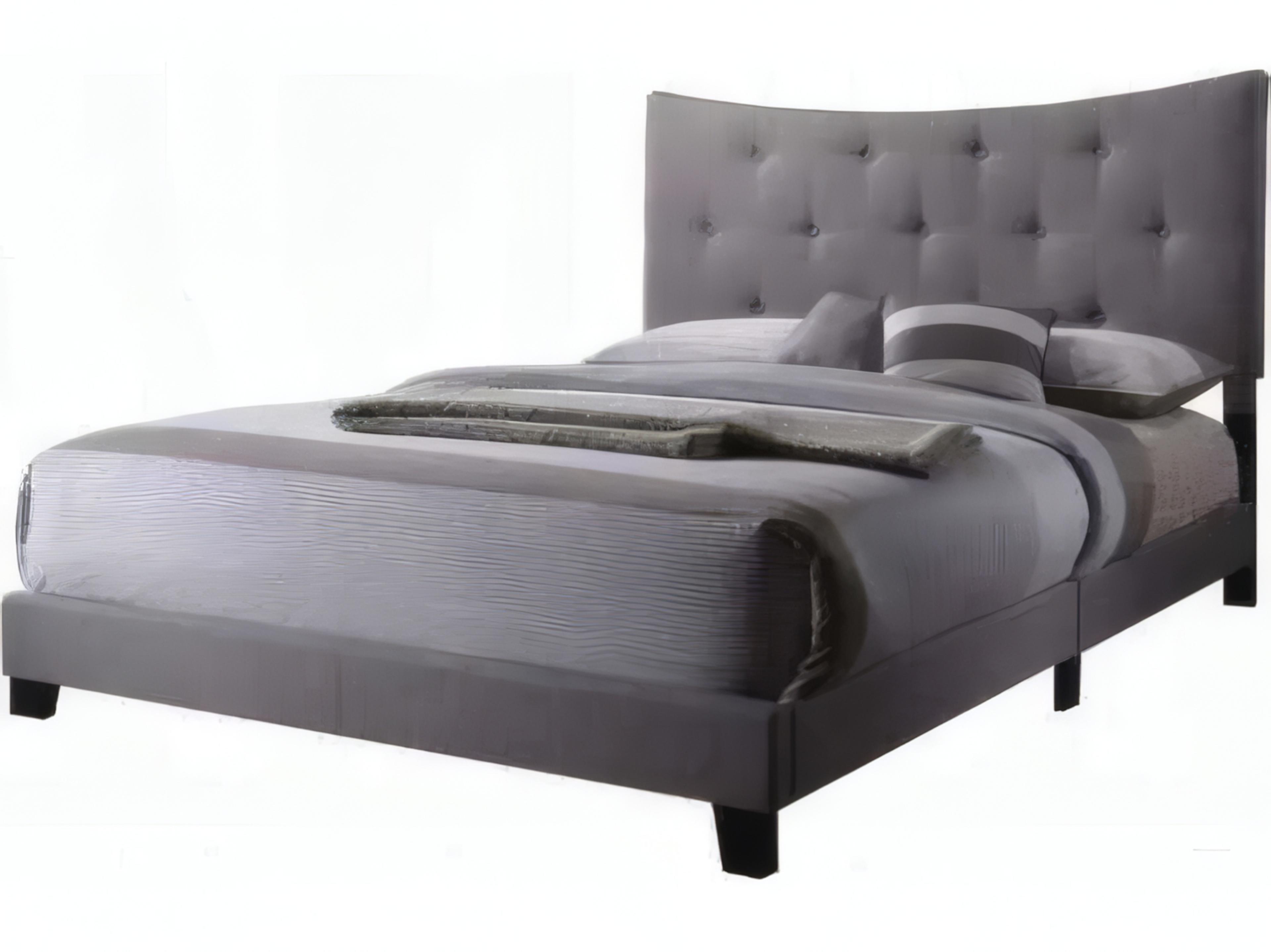 Acme Furniture Gray Fabric Rubberwood Upholstered Queen Platform Bed