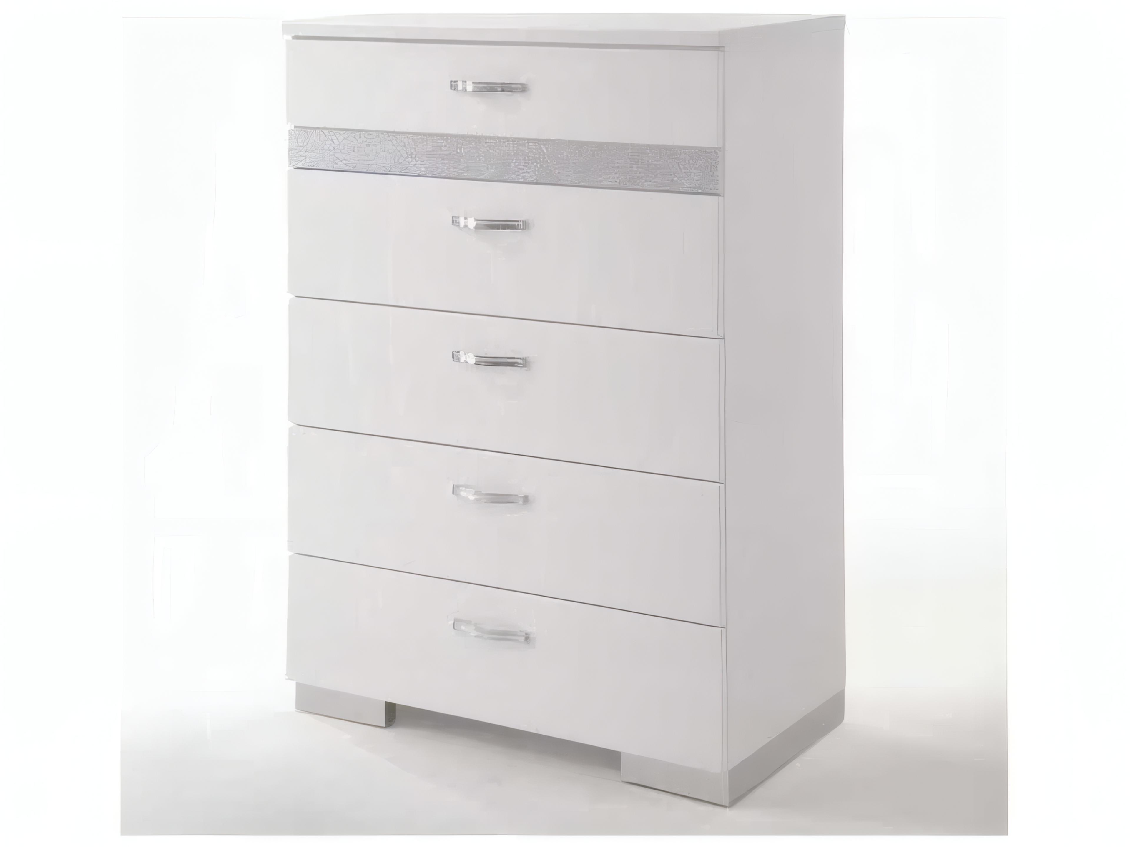 Naima White High Gloss Rubberwood Accent Chest