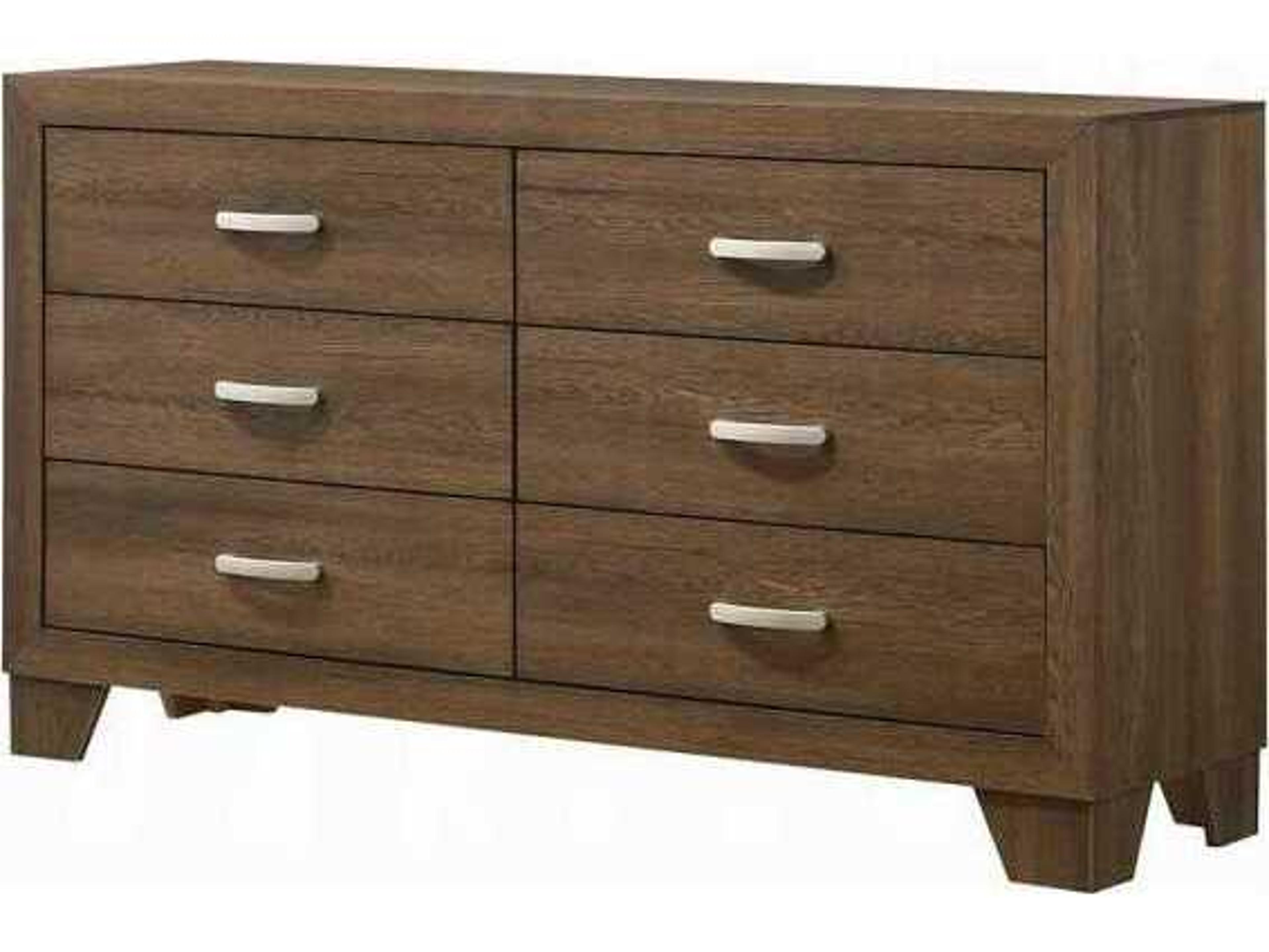 Acme Furniture Miquell 6-Drawers Brown Oak Wood Double Dresser