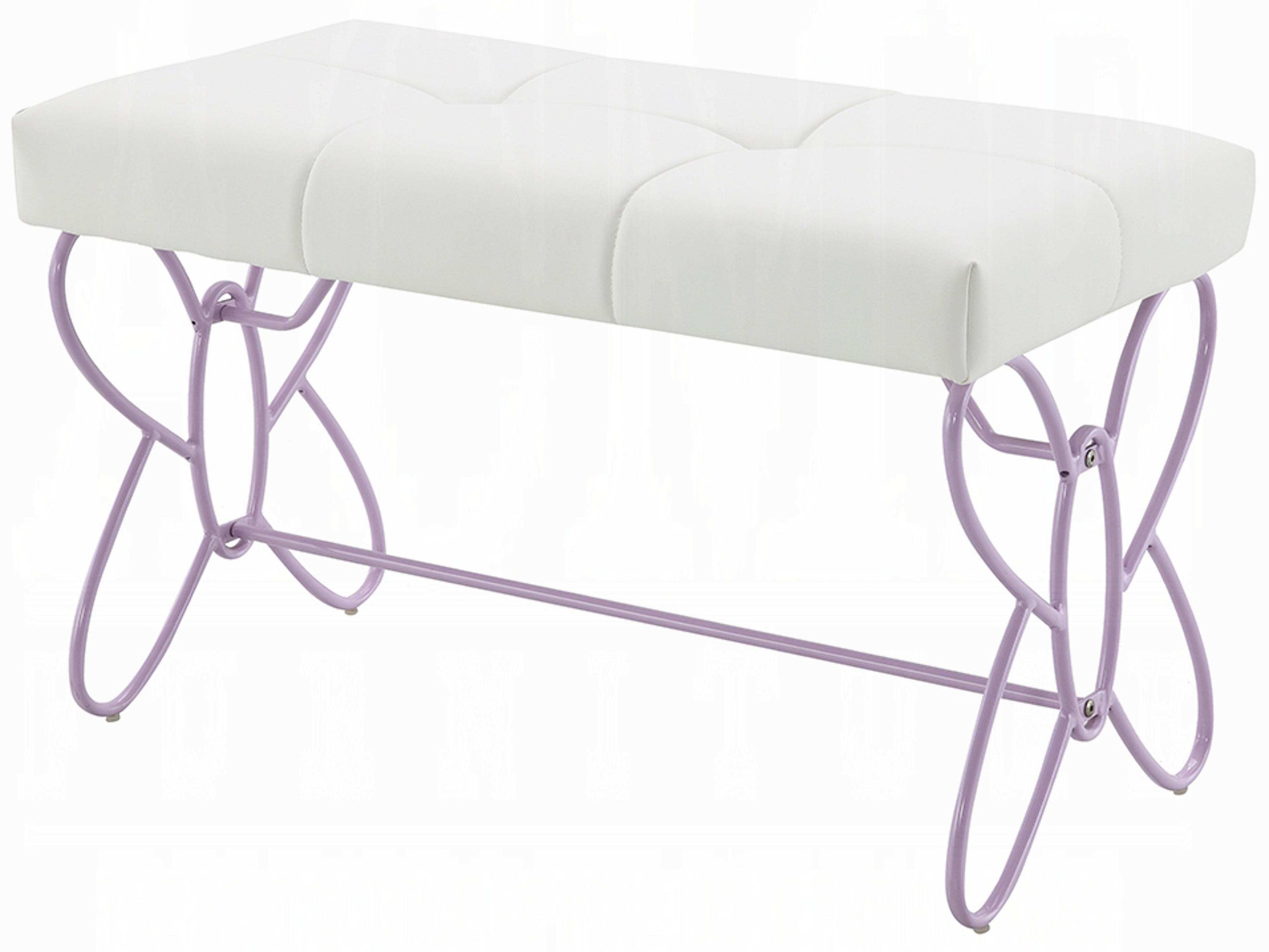 Acme Furniture White Light Purple Faux Leather Accent Bench