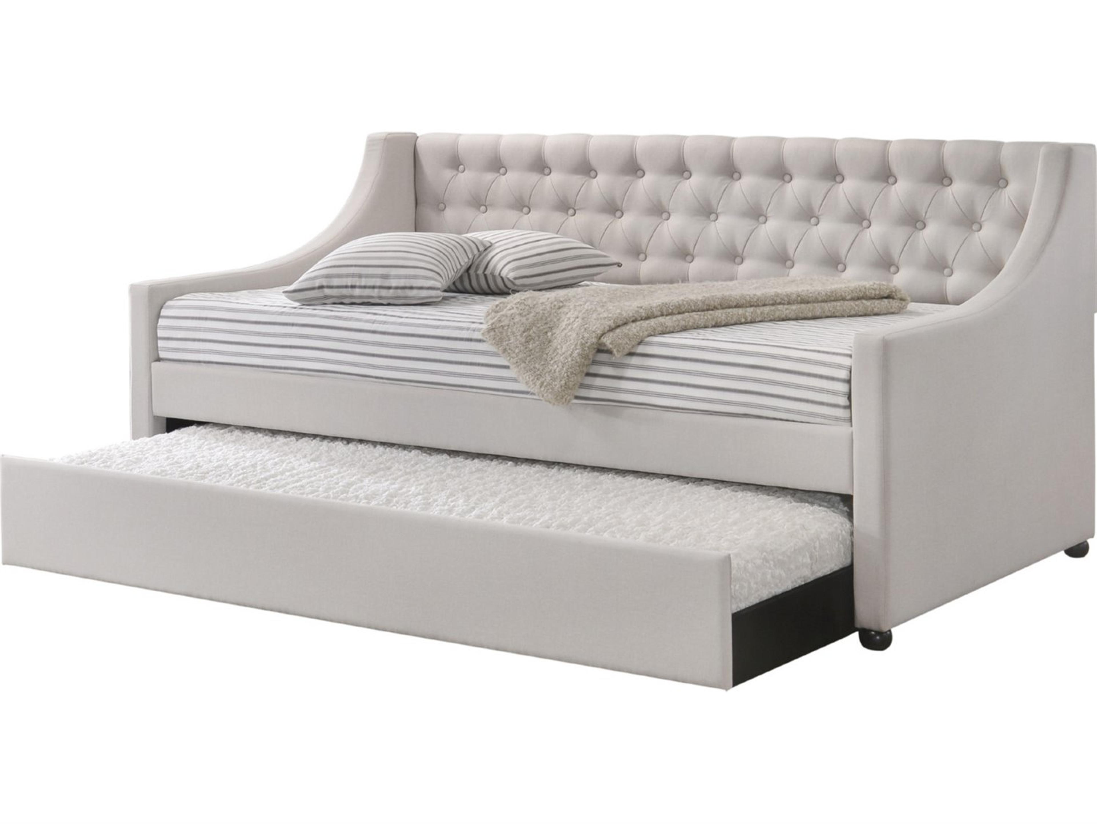 Acme Furniture Lianna Fog Fabric Gray Rubberwood Upholstered Twin Daybed Bed