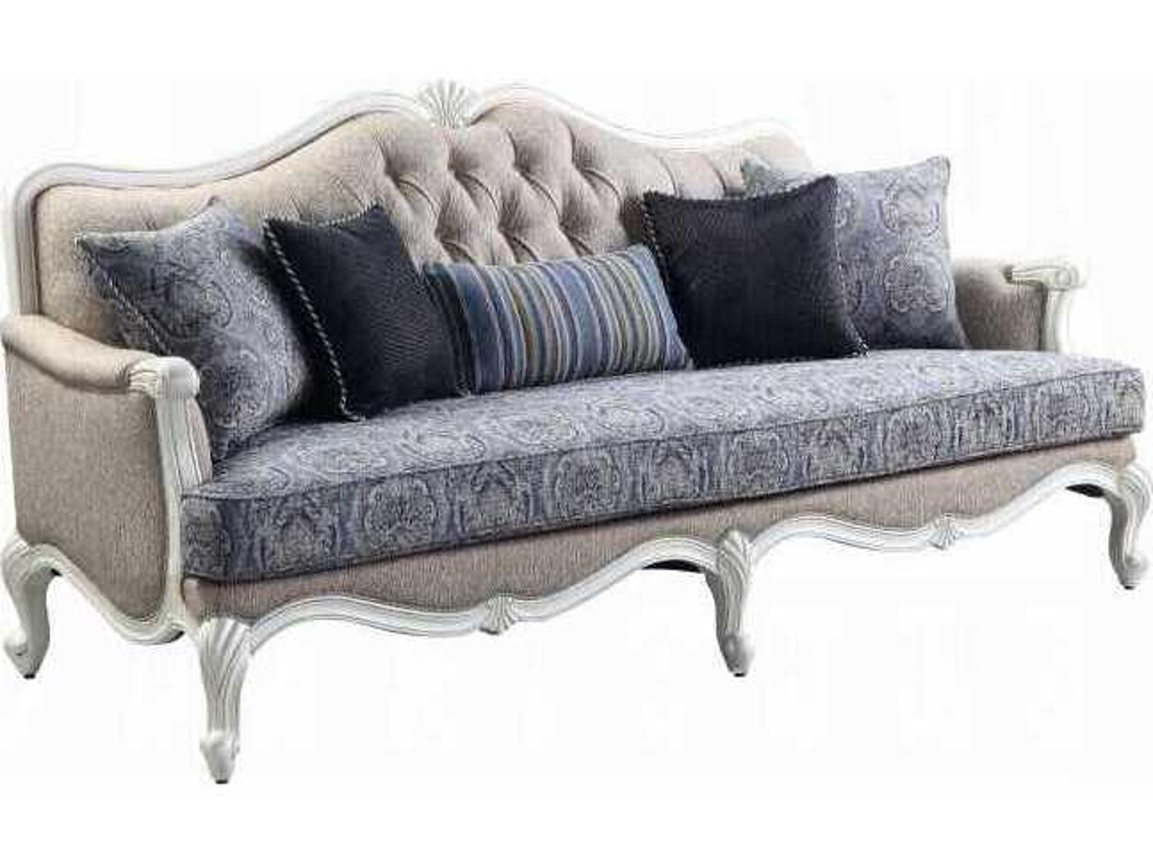 Acme Furniture Ciddrenar Fabric White Upholstered Sofa