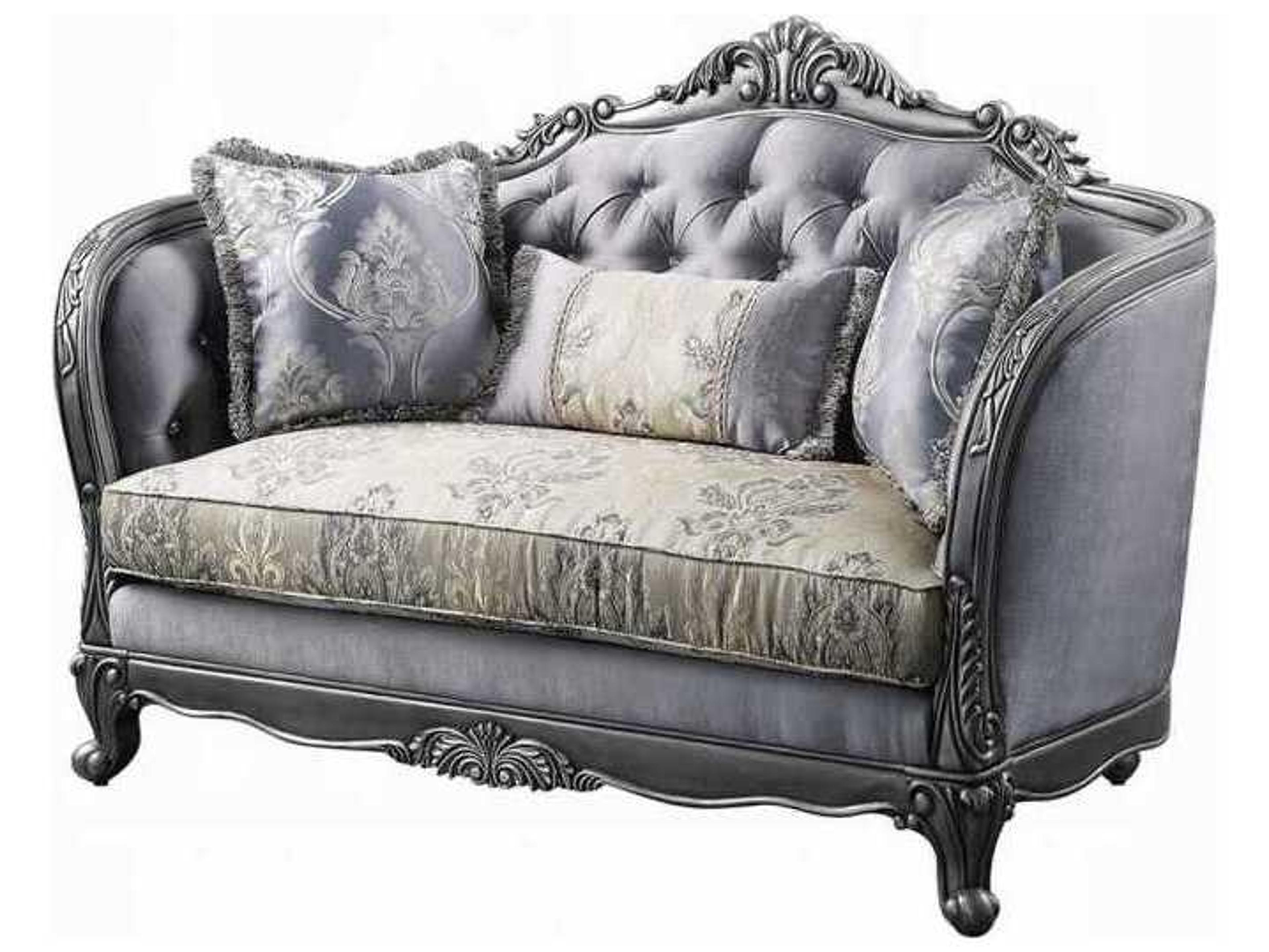 Acme Furniture Ariadne Fabric Platinum Gray Upholstered Loveseat