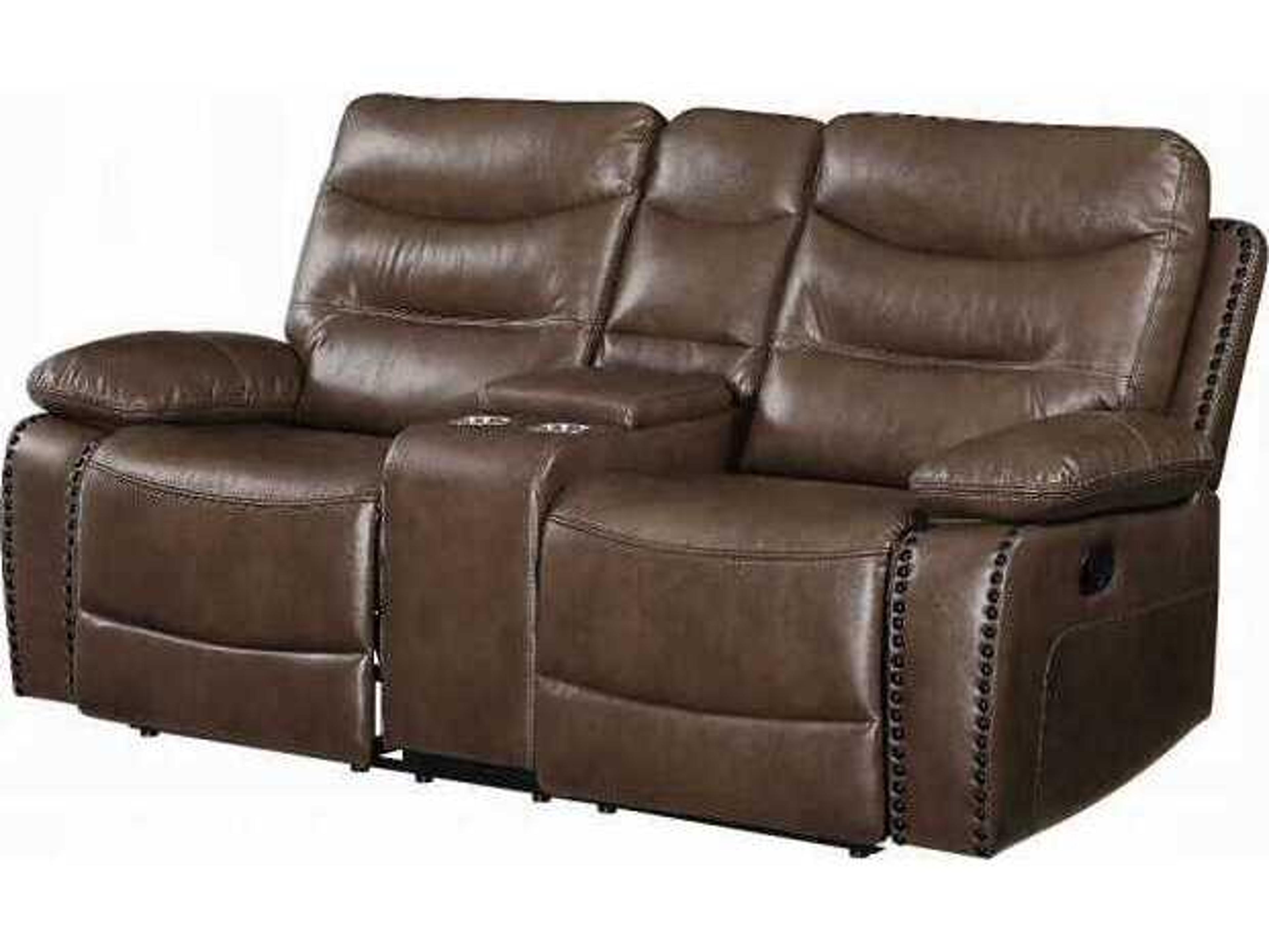 Acme Furniture Aashi Brown Faux Leather Loveseat