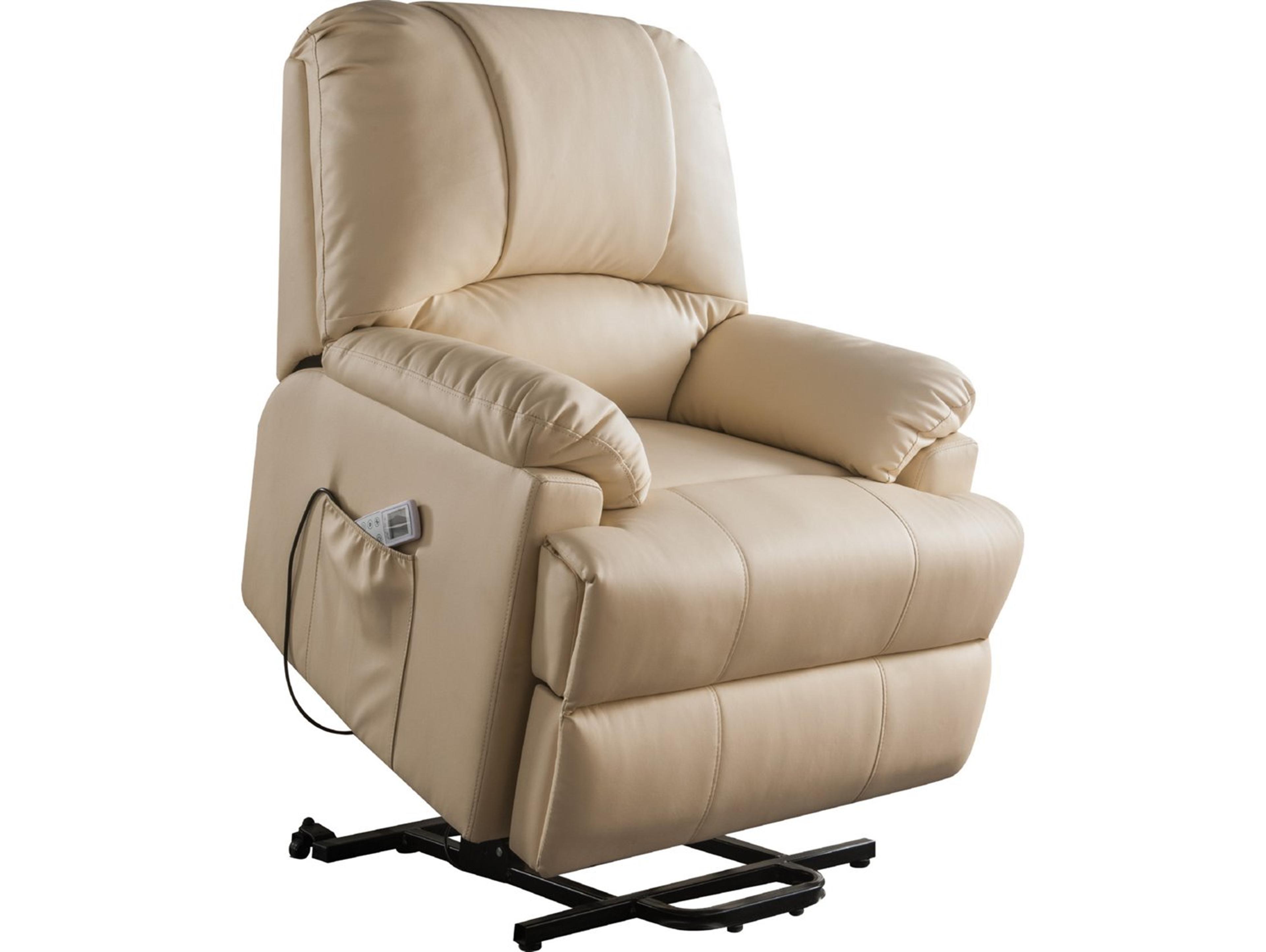 Acme Furniture Ixora Beige Synthetic Leather Faux Recliner