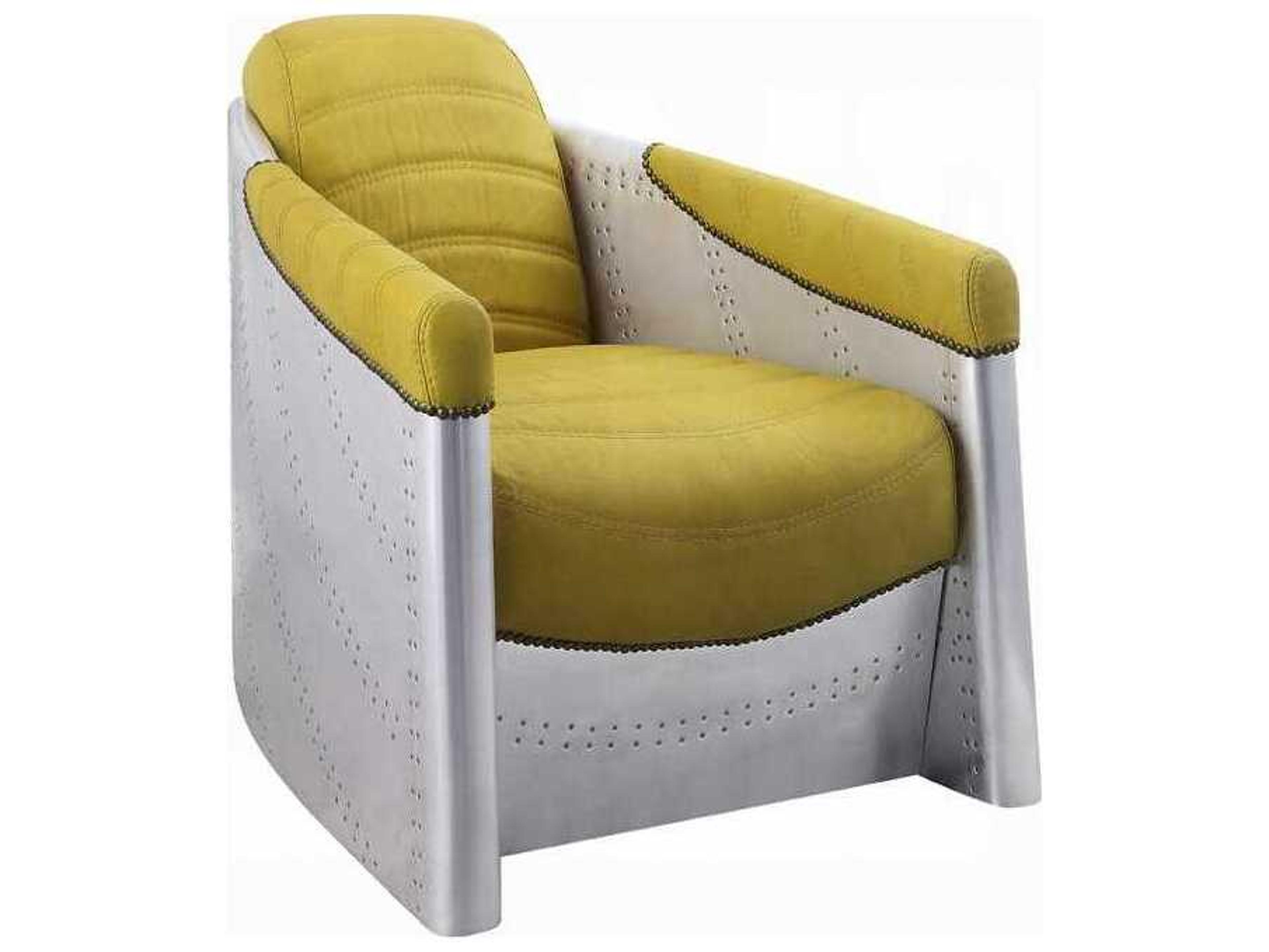 Acme Furniture Brancaster Yellow Leather Accent Chair