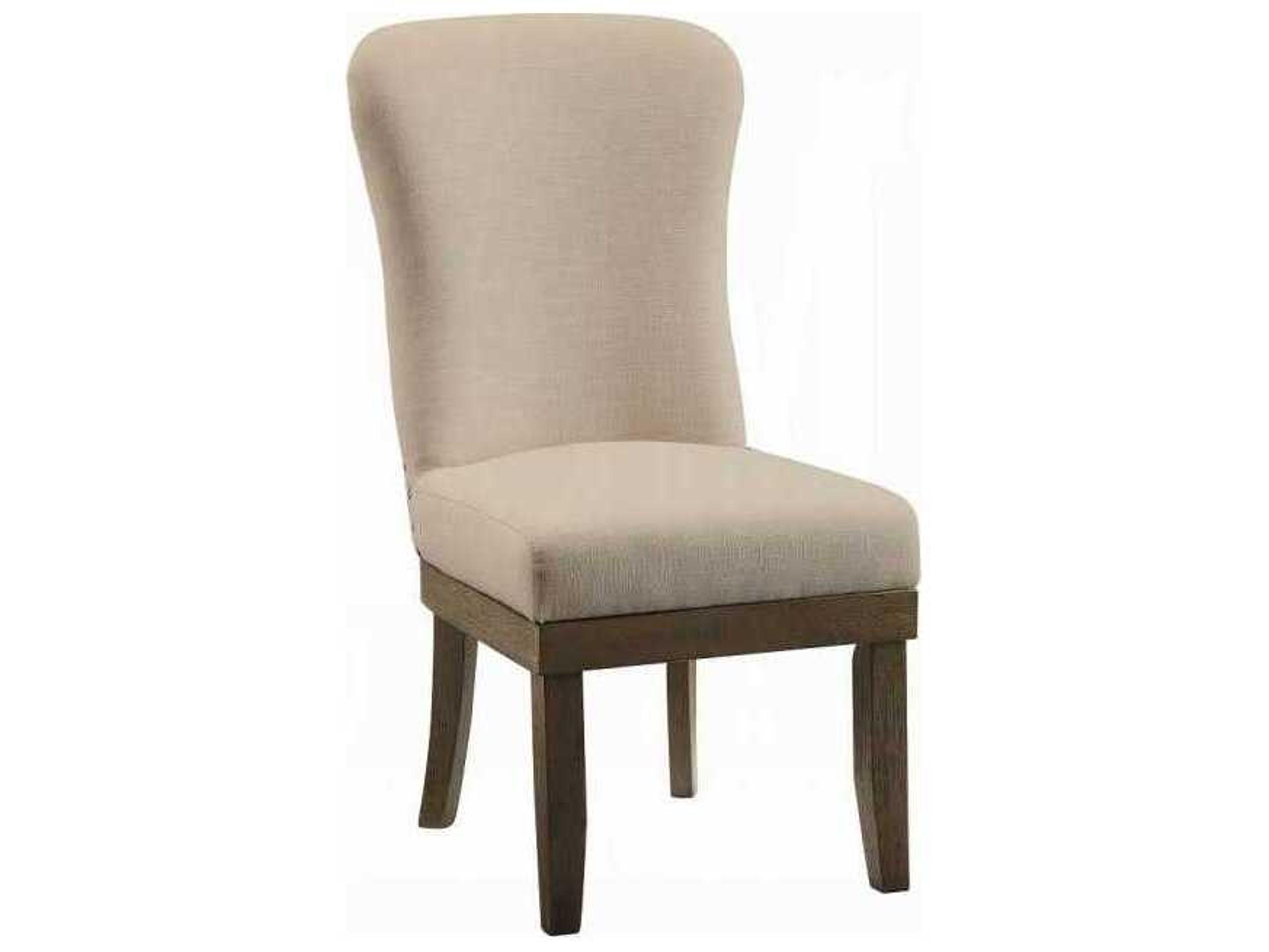 Acme Furniture Landon Rubberwood Beige Upholstered Armless Dining Chair Set of 2