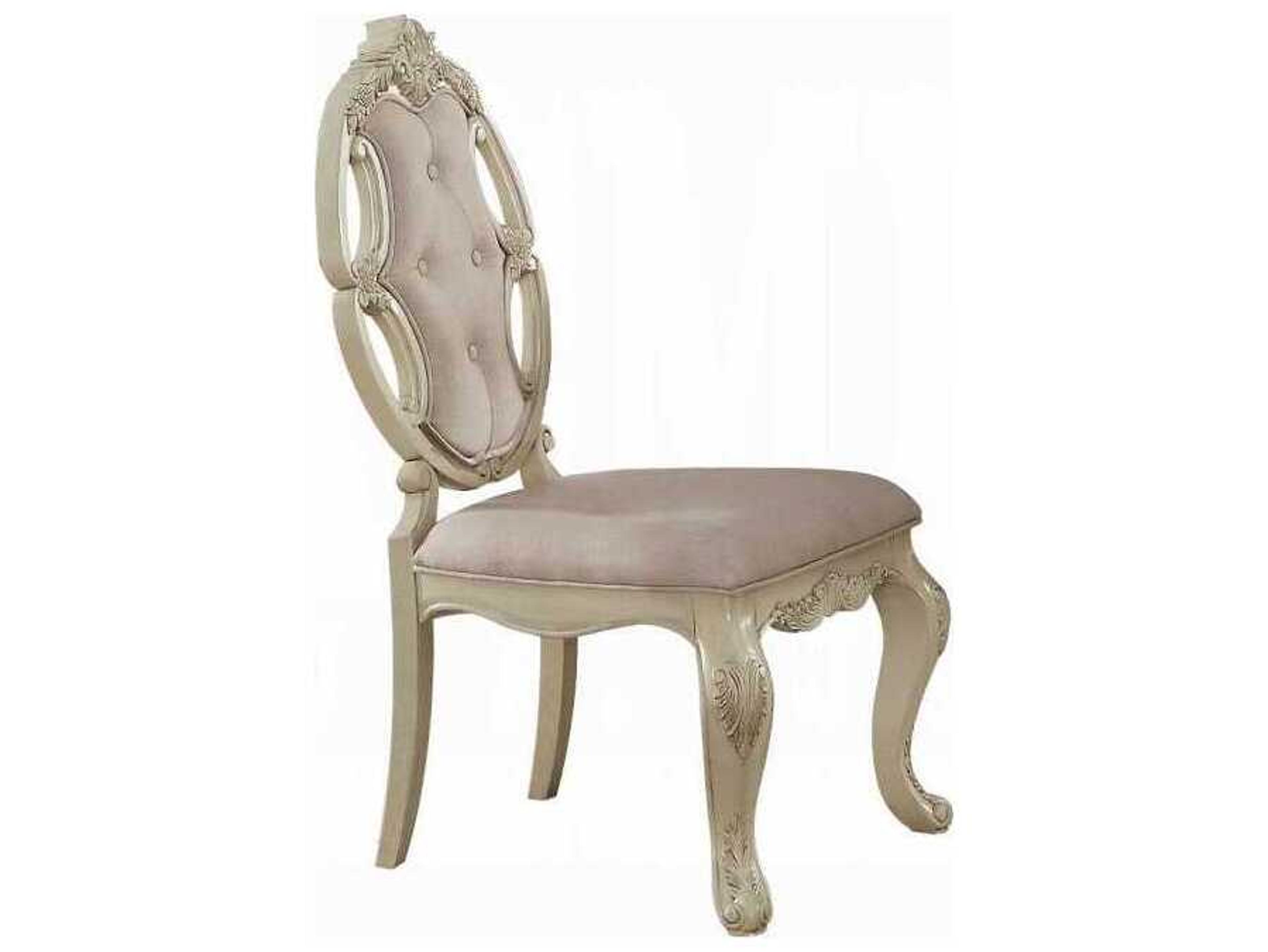 Acme Furniture Ragenardus Ash Wood White Upholstered Armless Dining Chair Set of 2