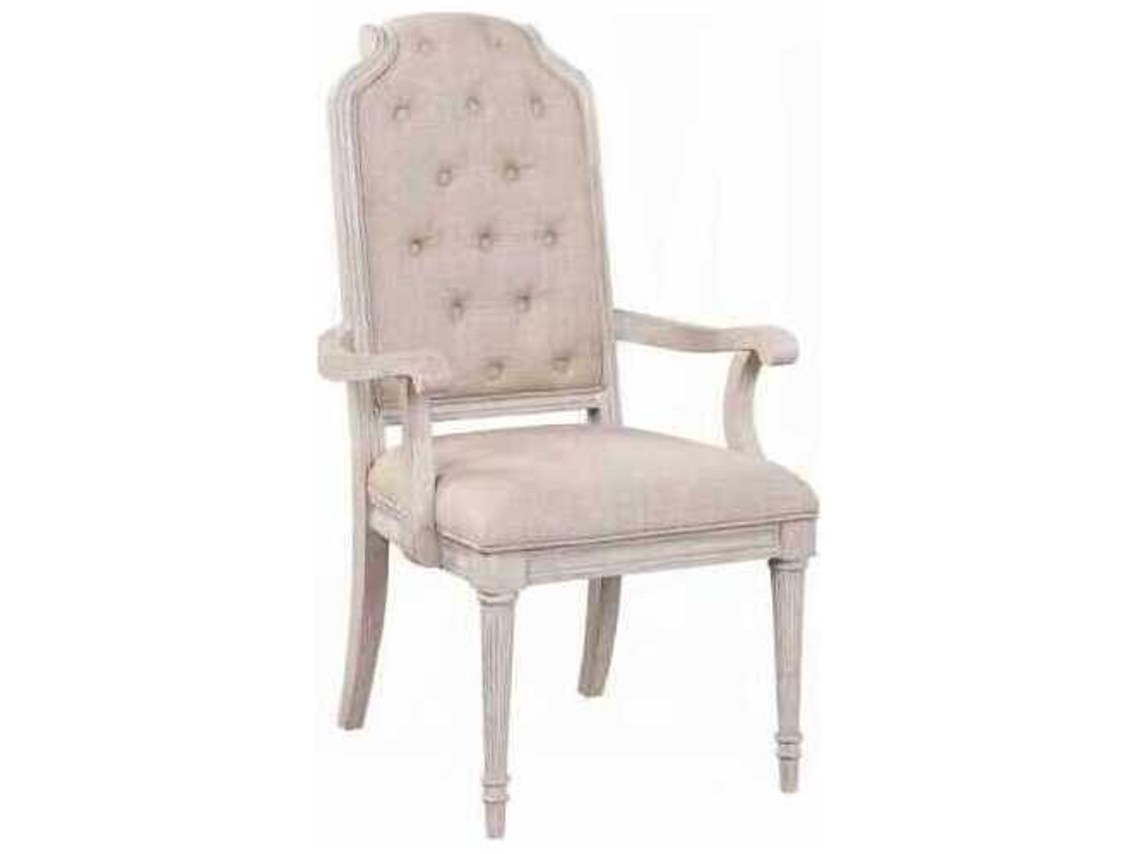 Acme Furniture Wynsor Rubberwood Champagne Upholstered Arm Dining Chair Set of 2