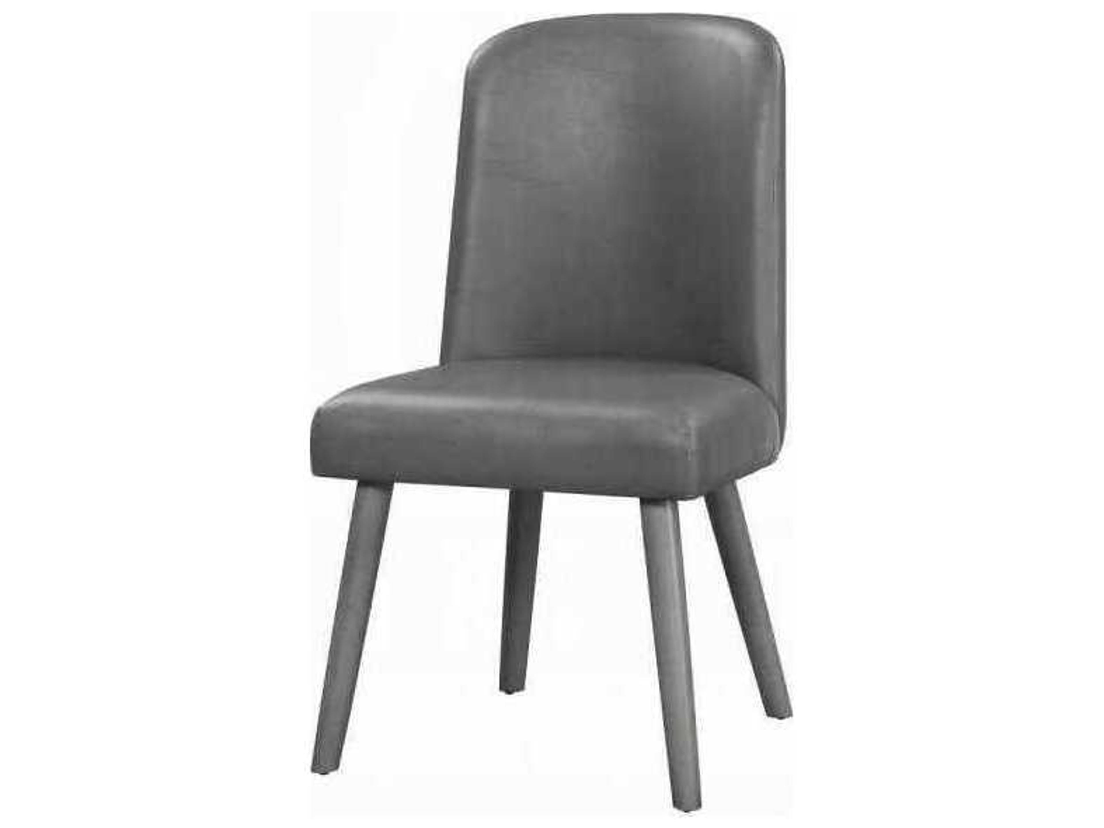Acme Furniture Waylon Acacia Wood Gray Faux Leather Armless Dining Chair Set of 2
